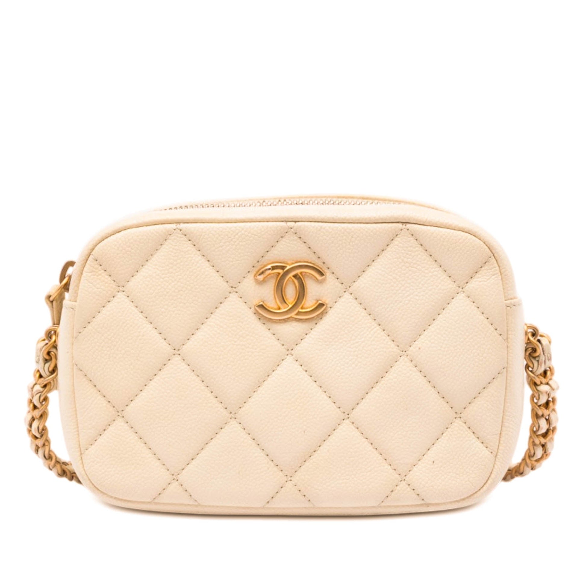 Chanel CC Quilted Caviar Melody Chain Camera Bag
