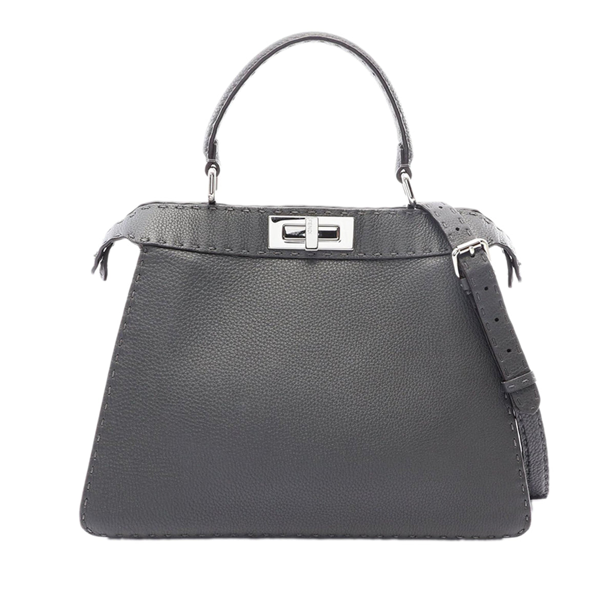 Fendi Medium Calfskin Selleria Peekaboo ISeeU Satchel — Gray