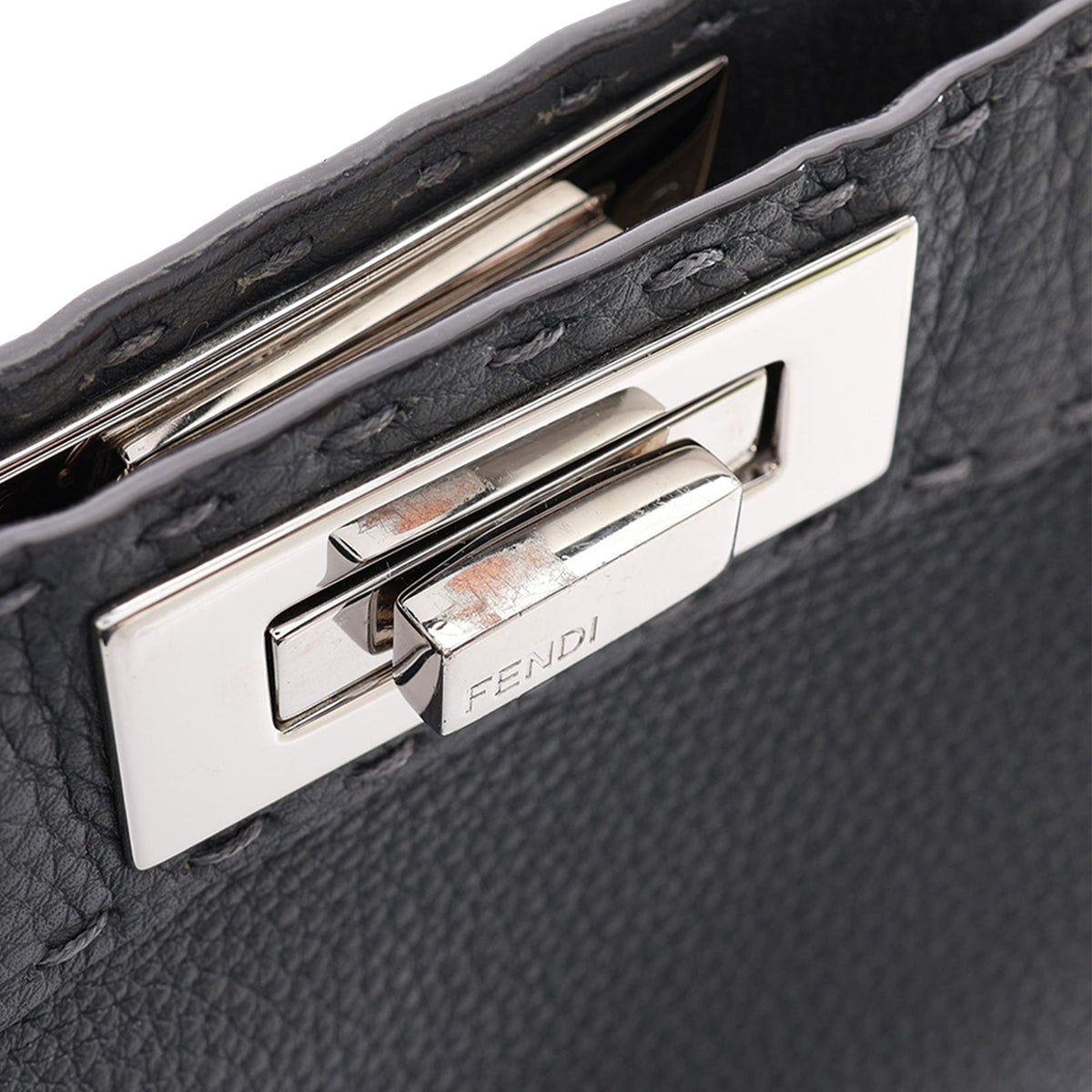 Fendi Medium Calfskin Selleria Peekaboo ISeeU Satchel — Gray