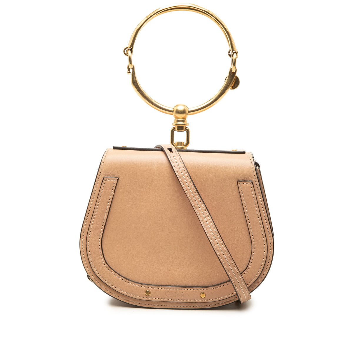 Chloé Small Leather Nile Bracelet Satchel — Beige