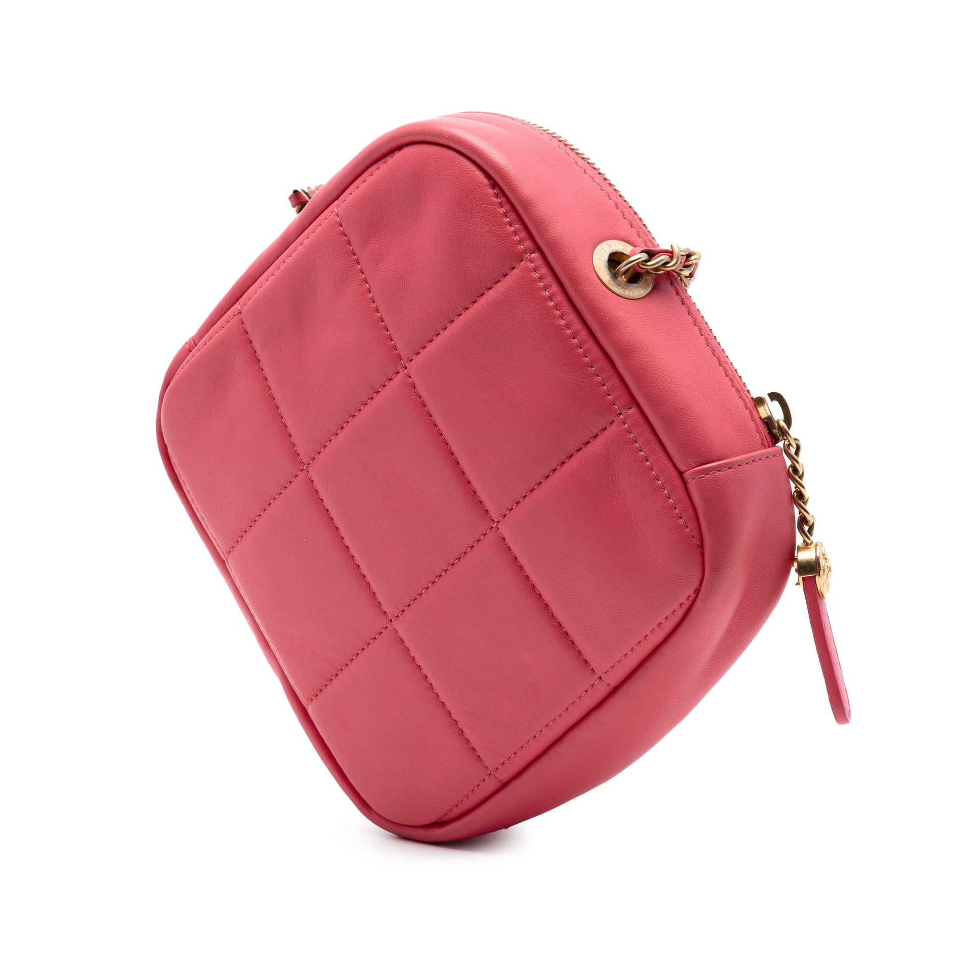Chanel CC Quilted Lambskin Diamond Clutch with Chain