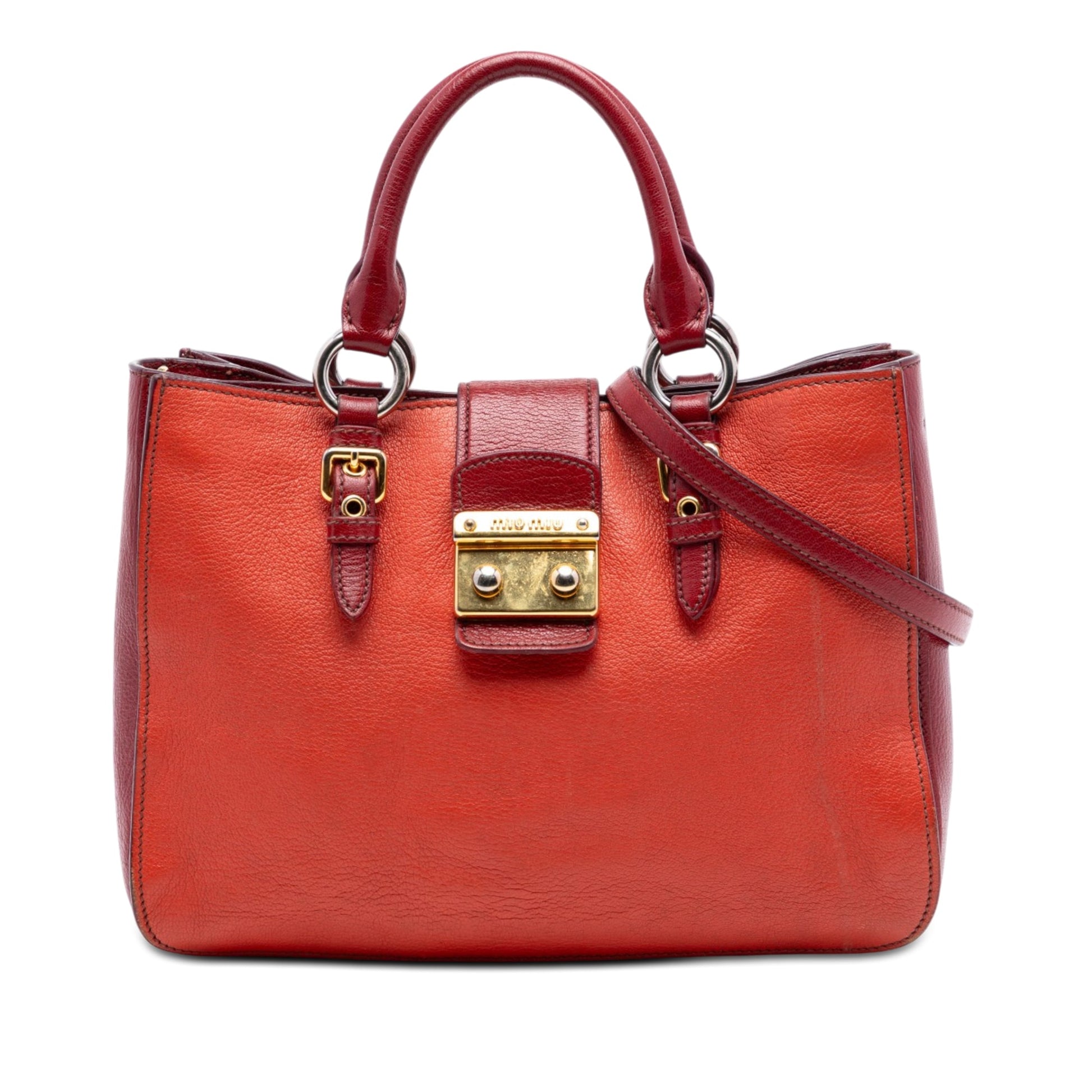 Miu Miu Bicolor Goatskin Madras Satchel