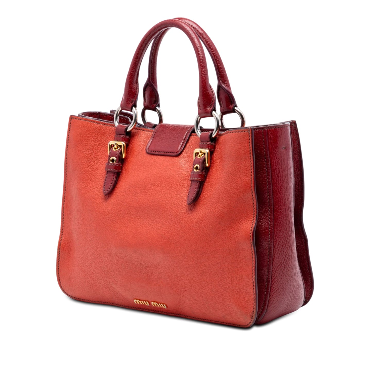 Miu Miu Bicolor Goatskin Madras Satchel