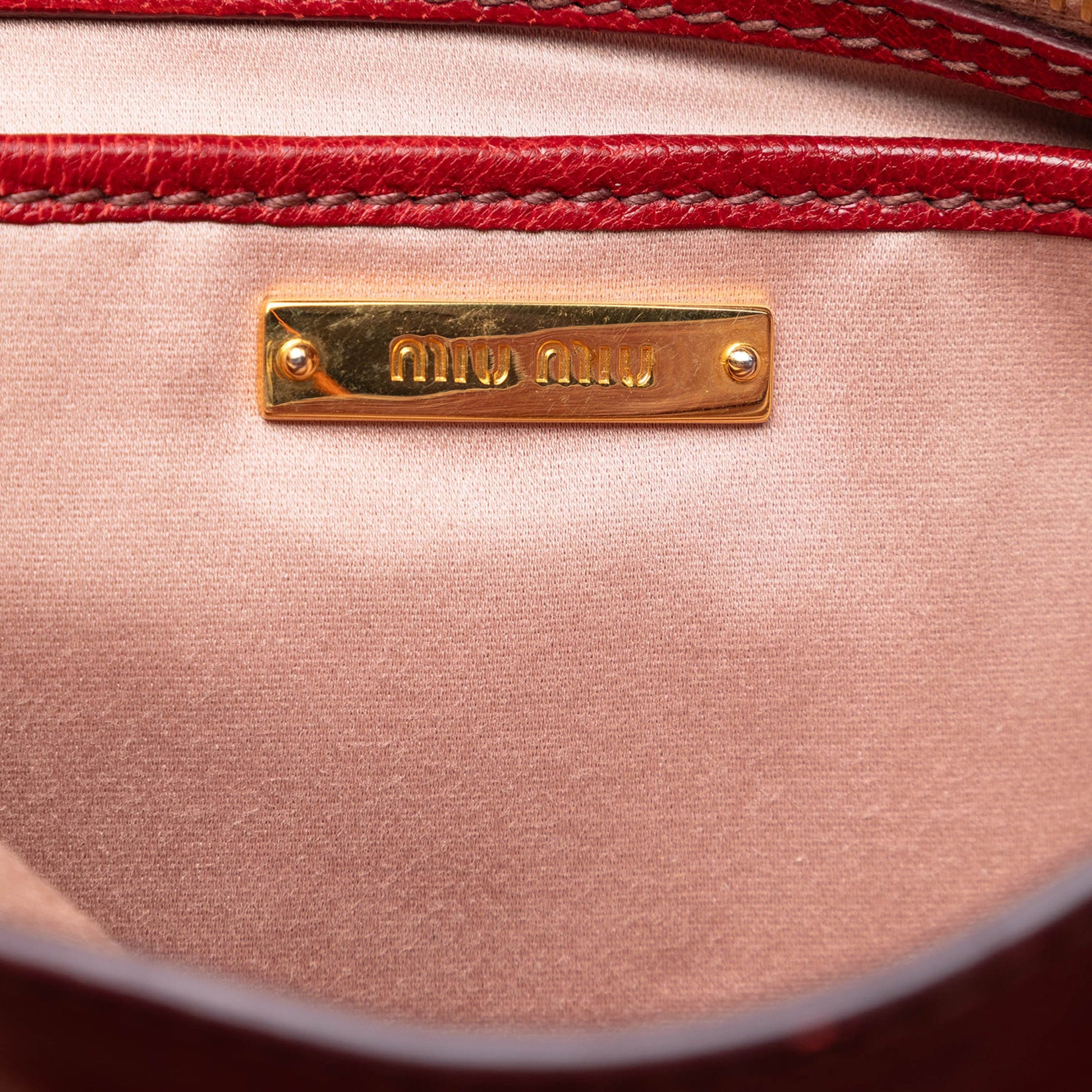 Miu Miu Bicolor Goatskin Madras Satchel