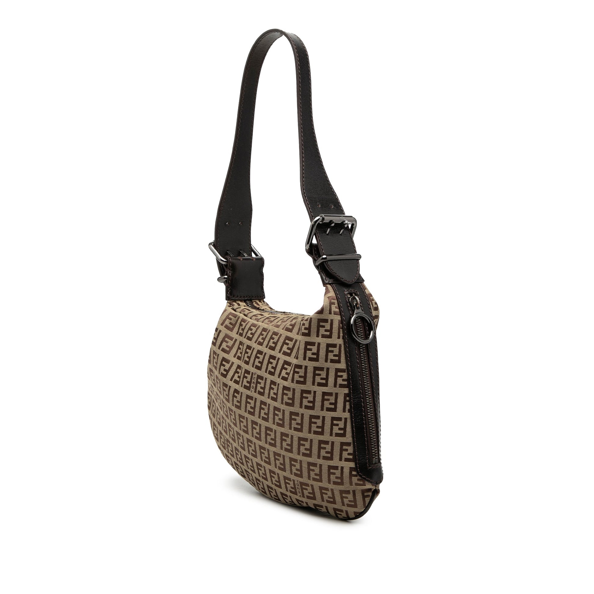 Fendi Zucchino Canvas Oyster Shoulder Bag