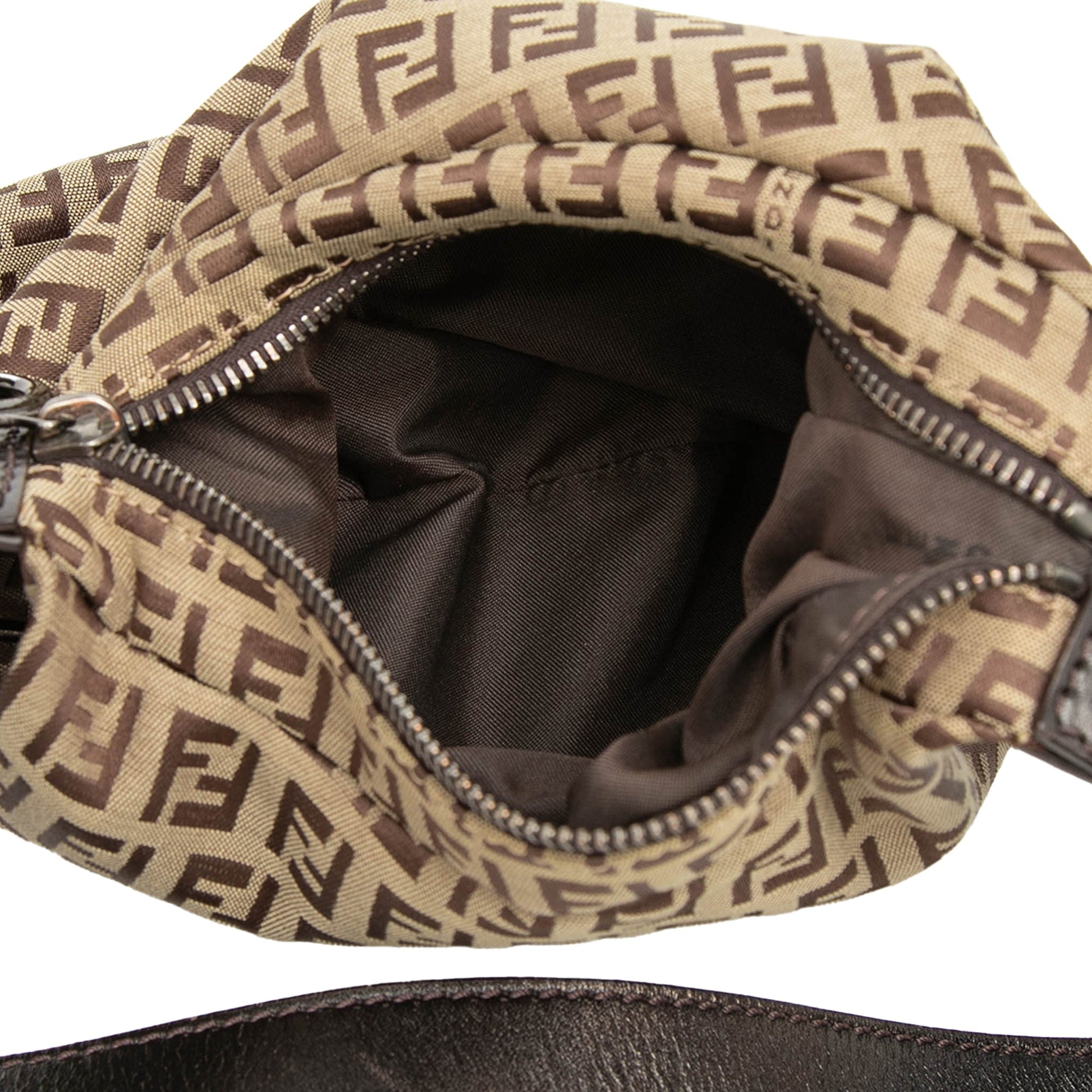 Fendi Zucchino Canvas Oyster Shoulder Bag