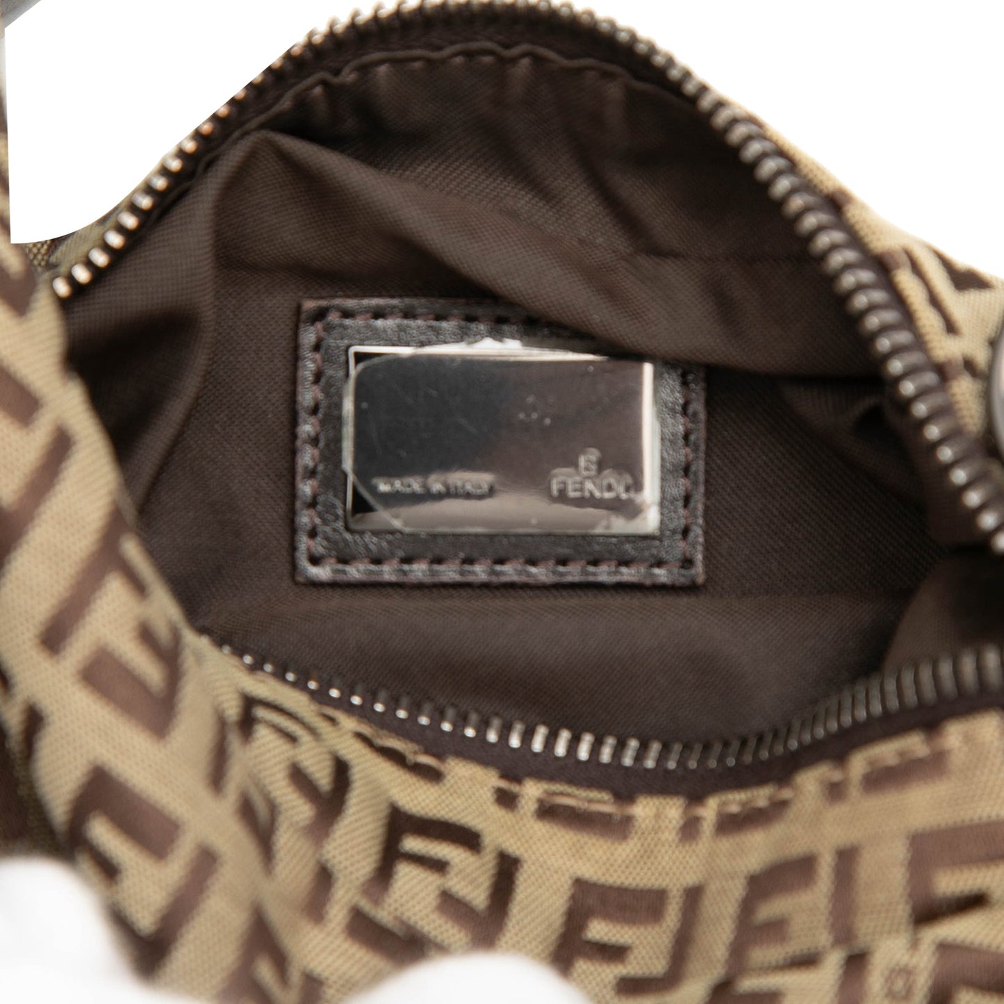Fendi Zucchino Canvas Oyster Shoulder Bag