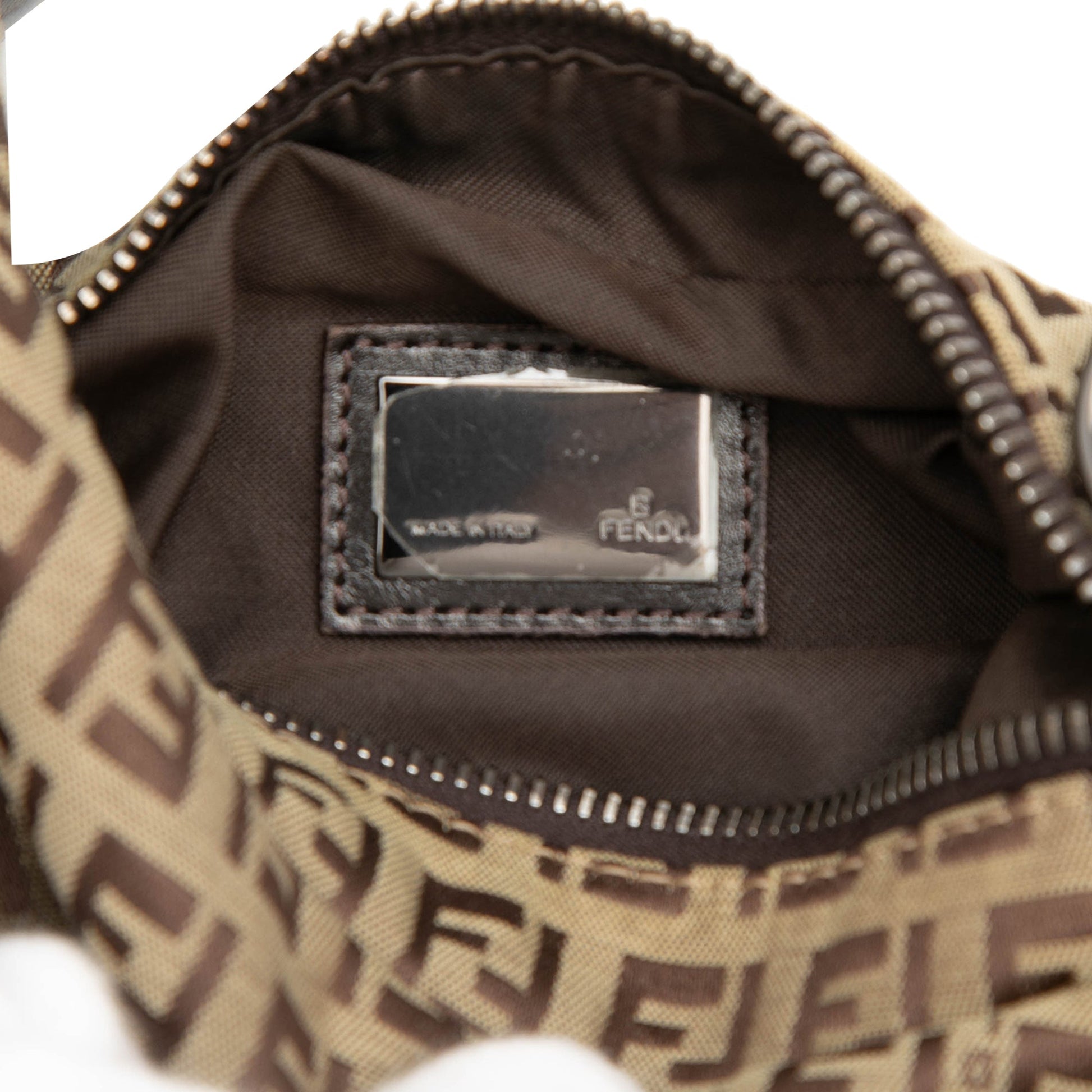 Fendi Zucchino Canvas Oyster Shoulder Bag