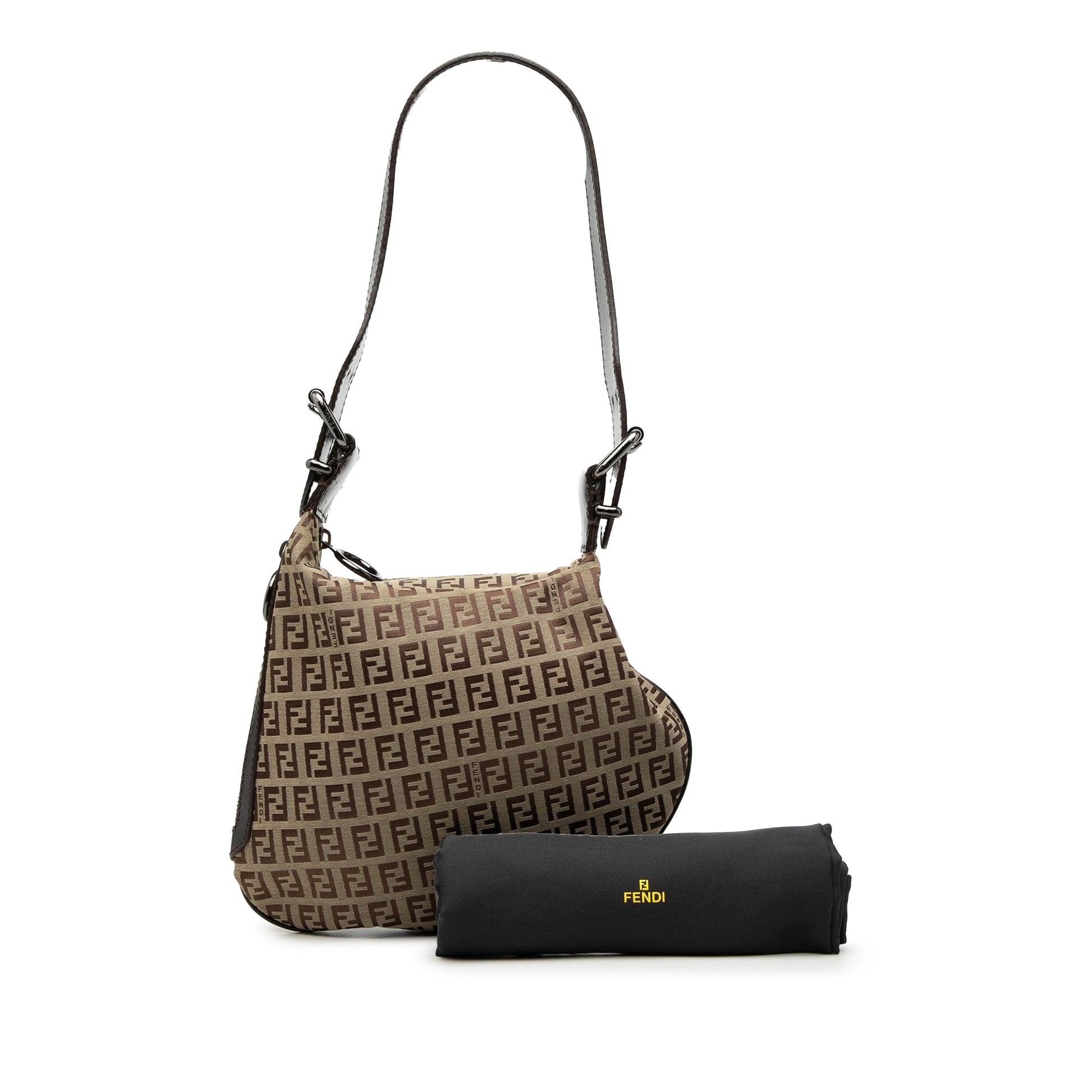 Fendi Zucchino Canvas Oyster Shoulder Bag