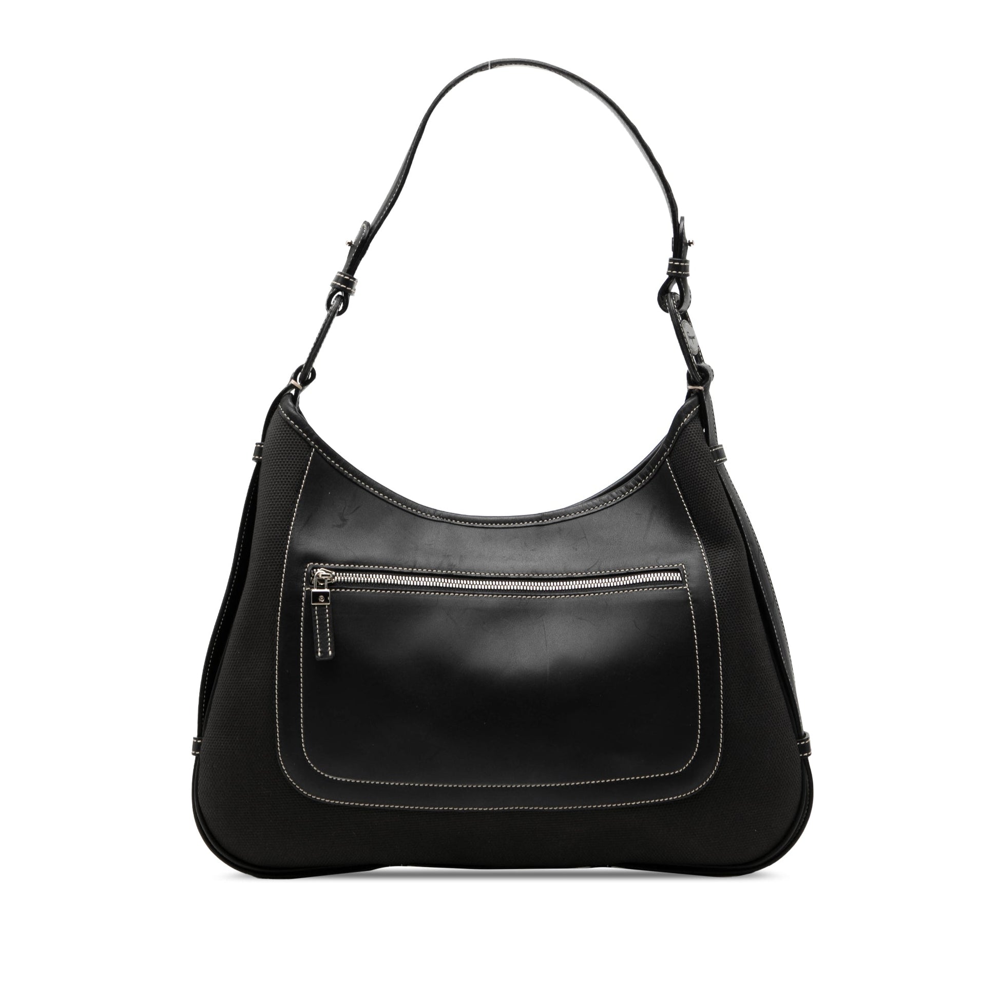 Ferragamo Canvas and Leather Shoulder Bag