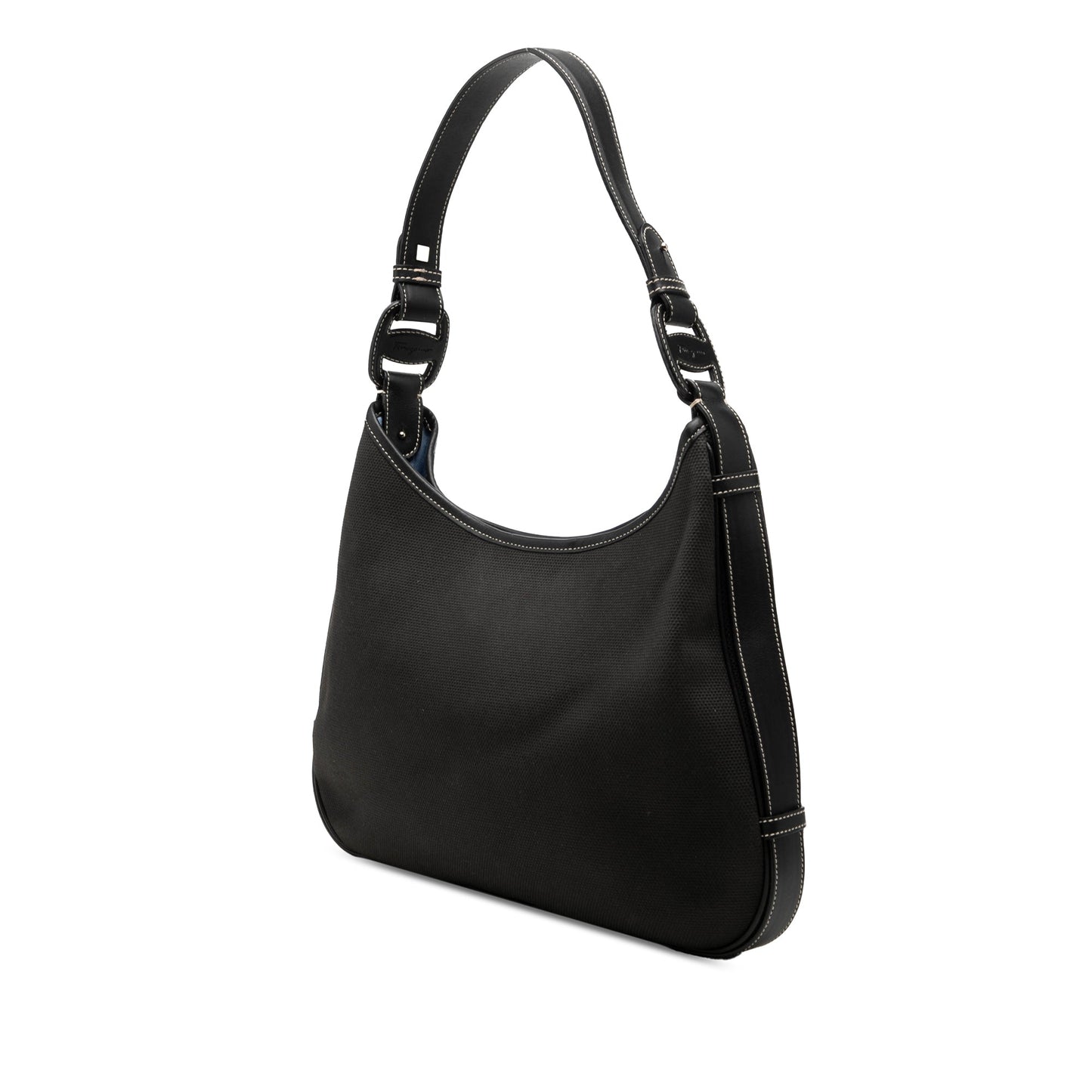 Ferragamo Canvas and Leather Shoulder Bag