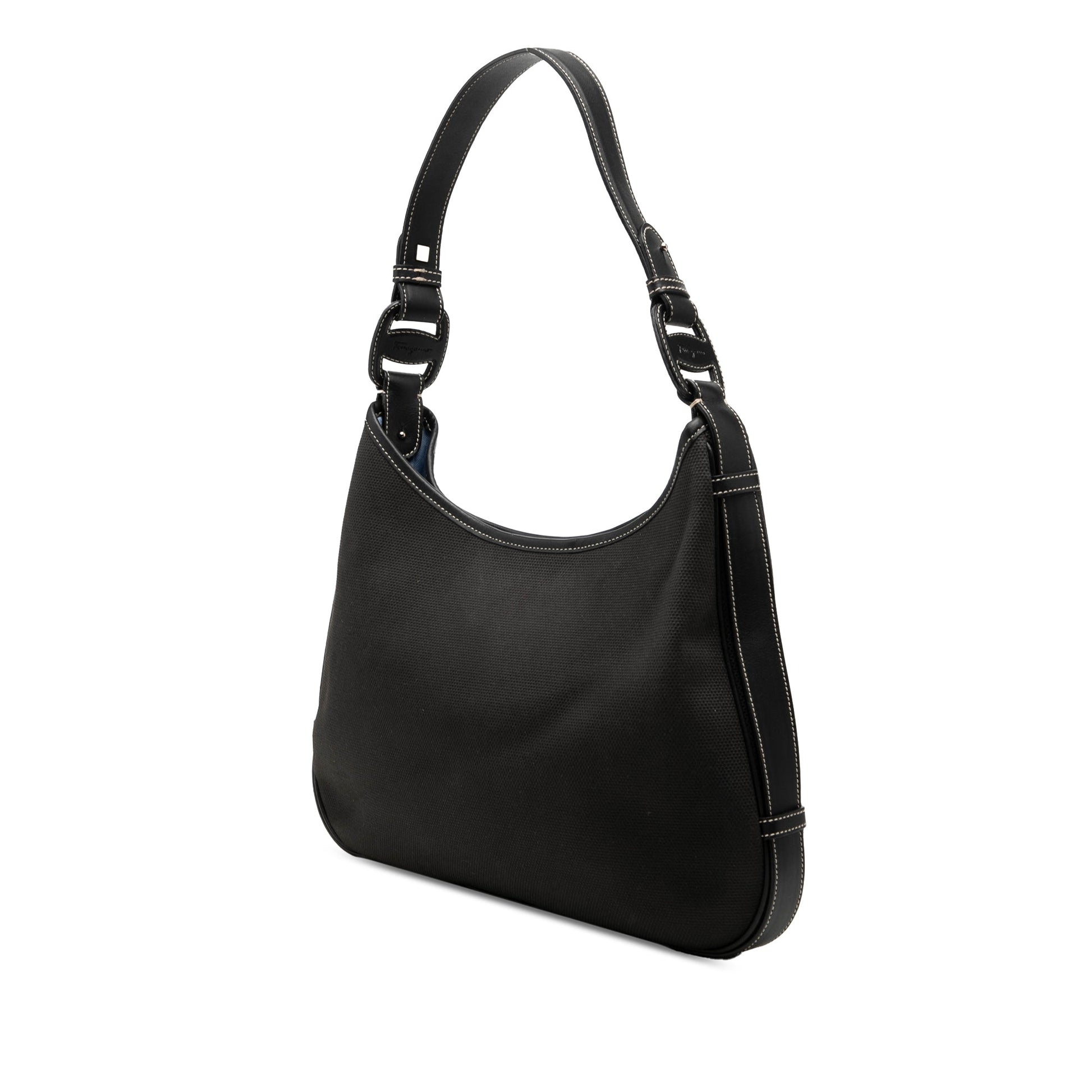 Ferragamo Canvas and Leather Shoulder Bag