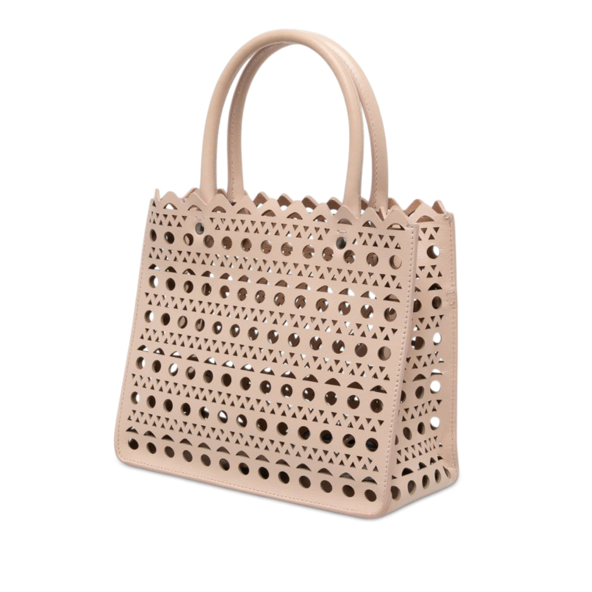 ALAÏA Vienne Calfskin Laser Cut Garance Tote 20 — Brown