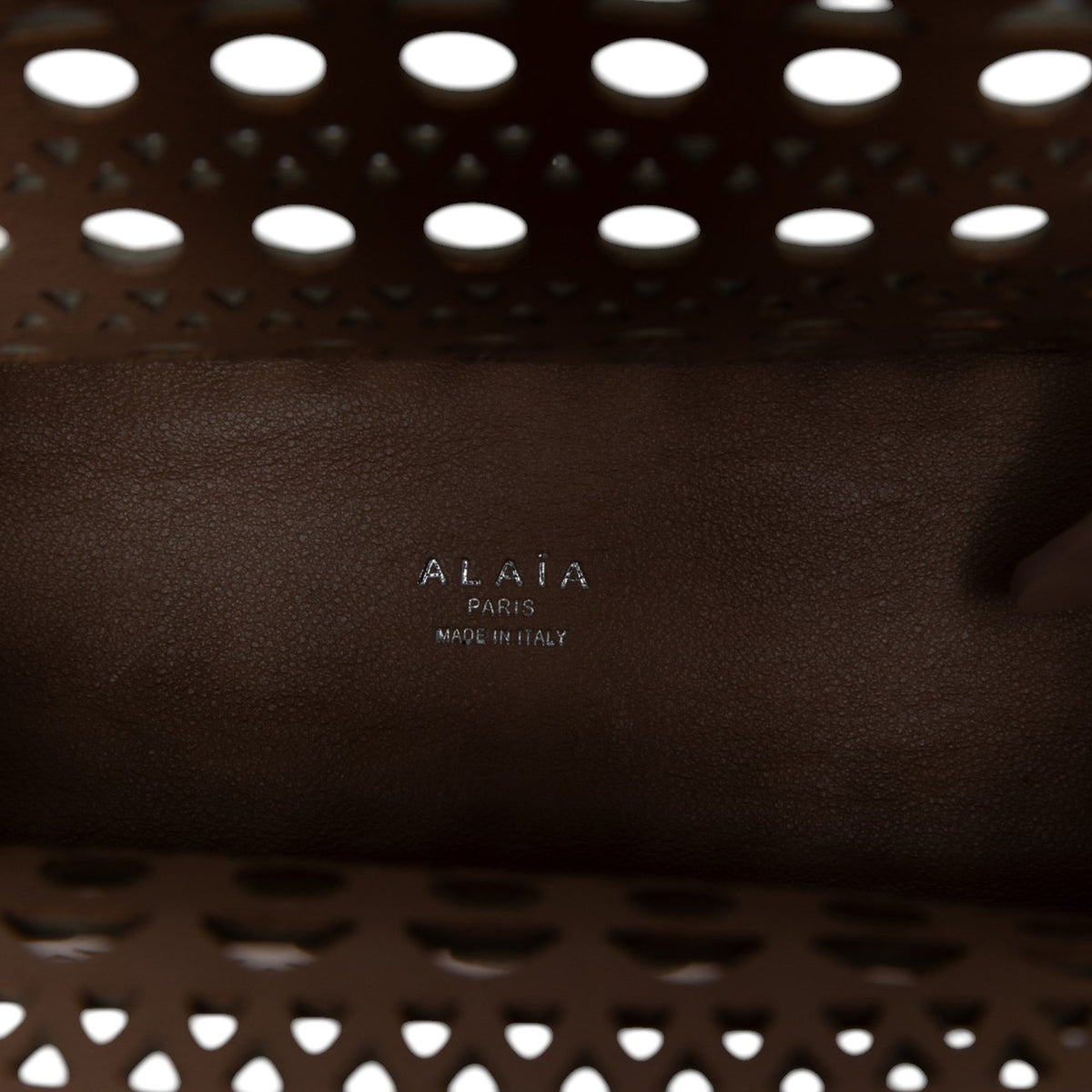 ALAÏA Vienne Calfskin Laser Cut Garance Tote 20 — Brown