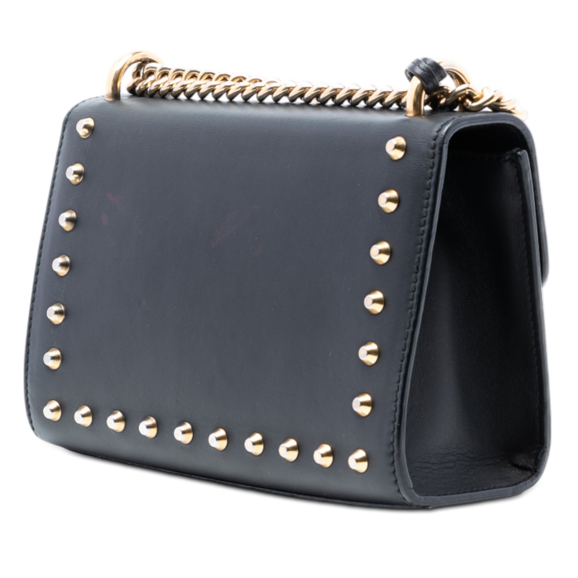 Gucci Small Pearl Studded Leather Padlock Crossbody