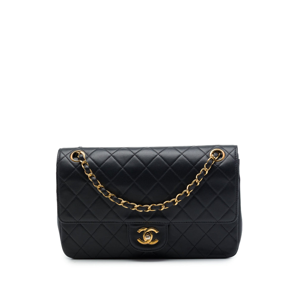 Chanel Medium Quilted Lambskin Double Flap — Black