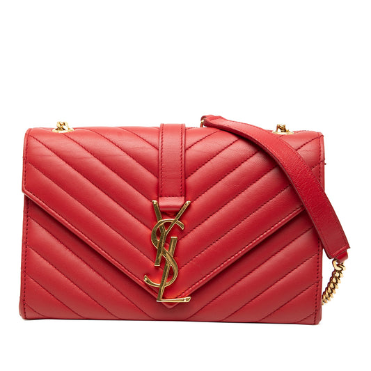 Saint Laurent Small Chevron Calfskin Monogram Envelope Bag