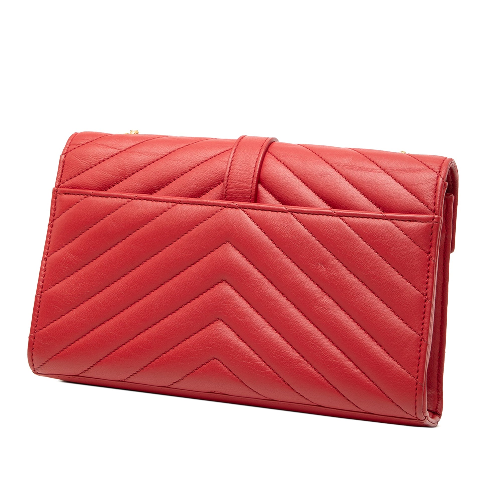 Saint Laurent Small Chevron Calfskin Monogram Envelope Bag
