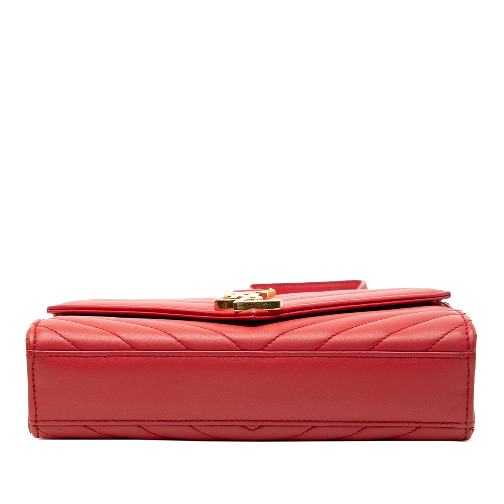 Saint Laurent Small Chevron Calfskin Monogram Envelope Bag