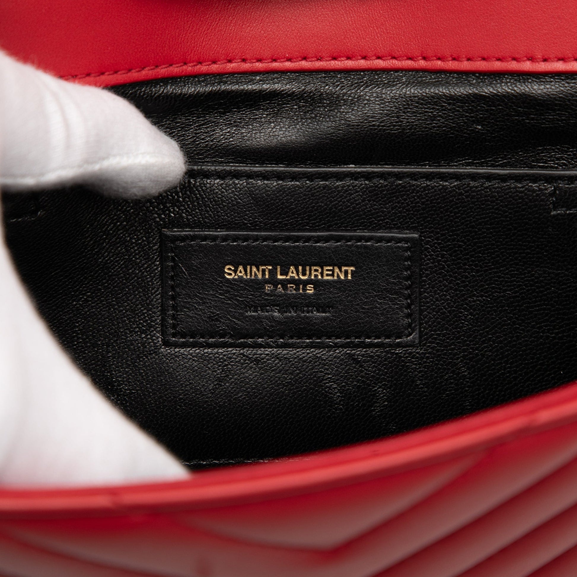 Saint Laurent Small Chevron Calfskin Monogram Envelope Bag