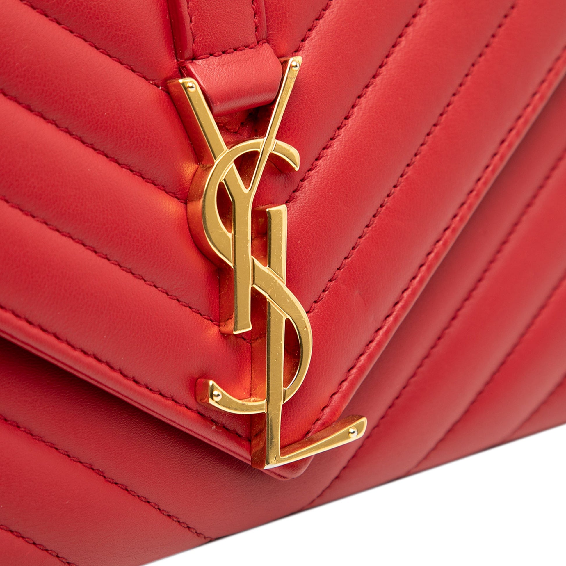 Saint Laurent Small Chevron Calfskin Monogram Envelope Bag