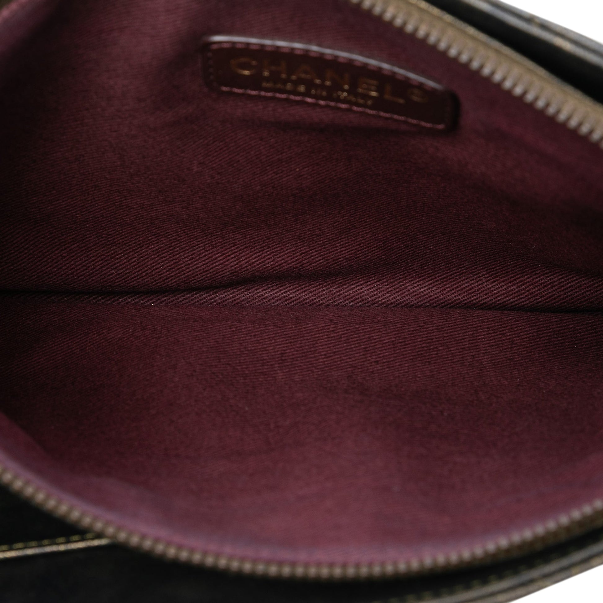 Metallic Lambskin CC Chain Fringe Clutch