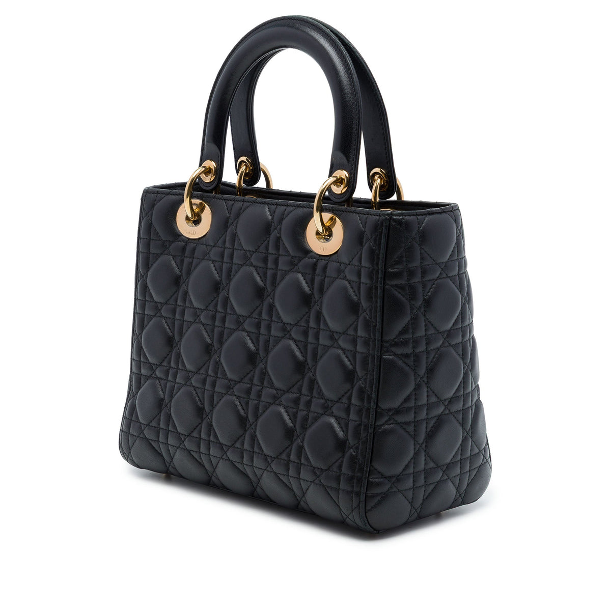 Dior Medium Lambskin Cannage Lady Dior — Black