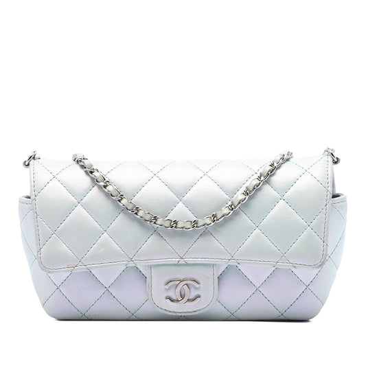 Chanel CC Quilted Iridescent Lambskin Glasses Case with Chain