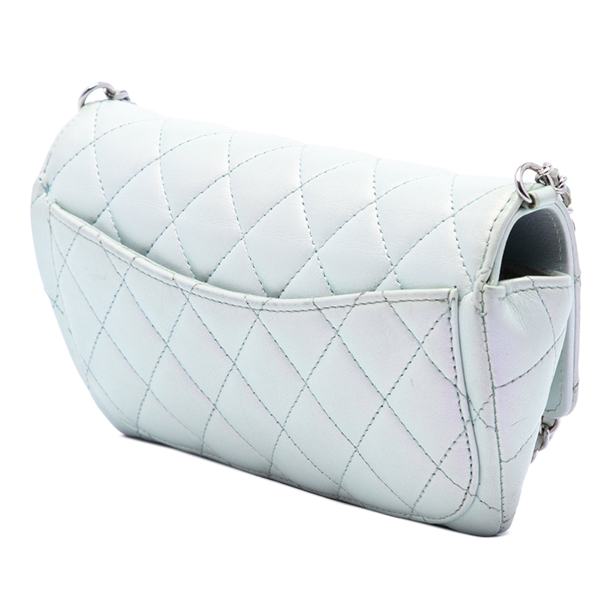 Chanel CC Quilted Iridescent Lambskin Glasses Case with Chain