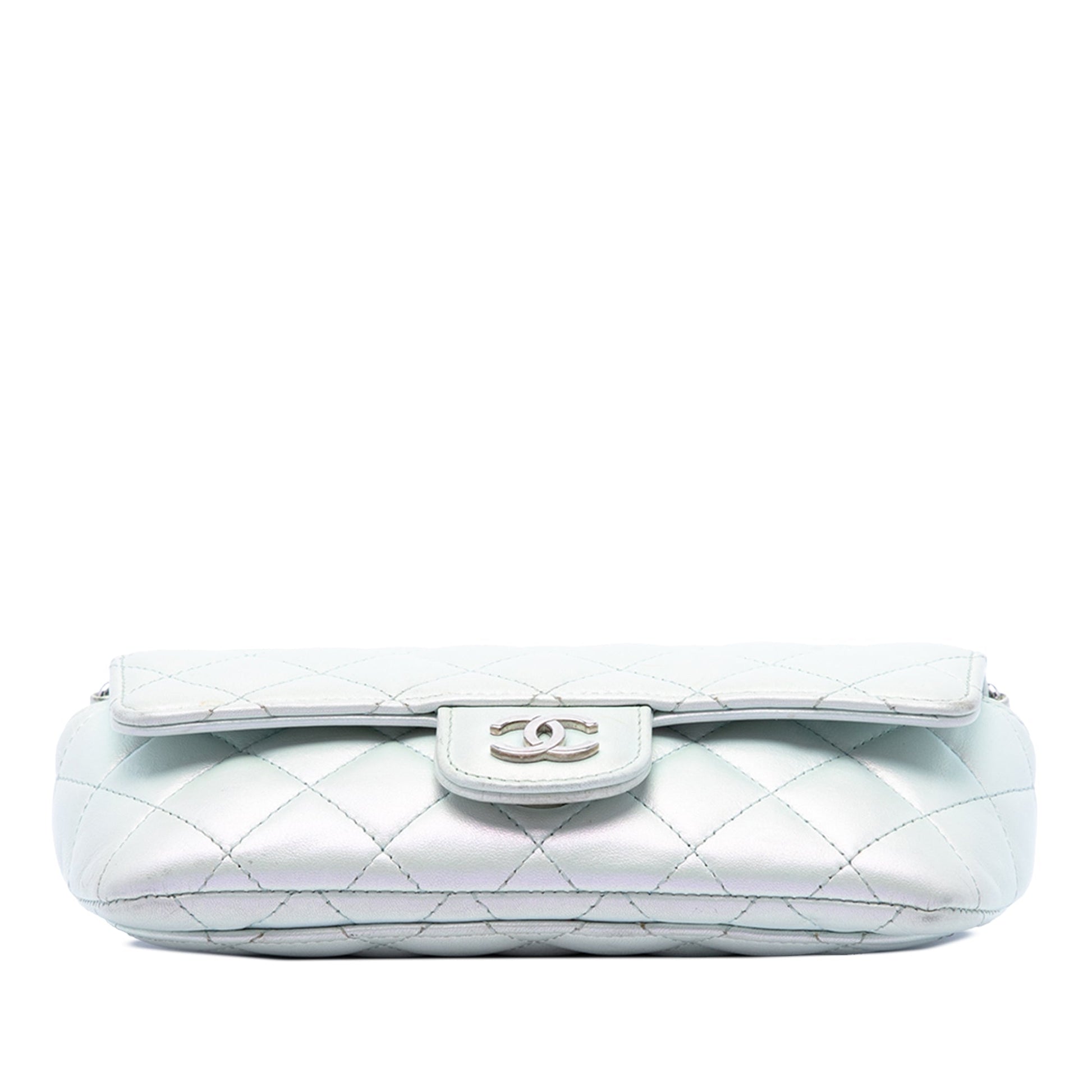 Chanel CC Quilted Iridescent Lambskin Glasses Case with Chain