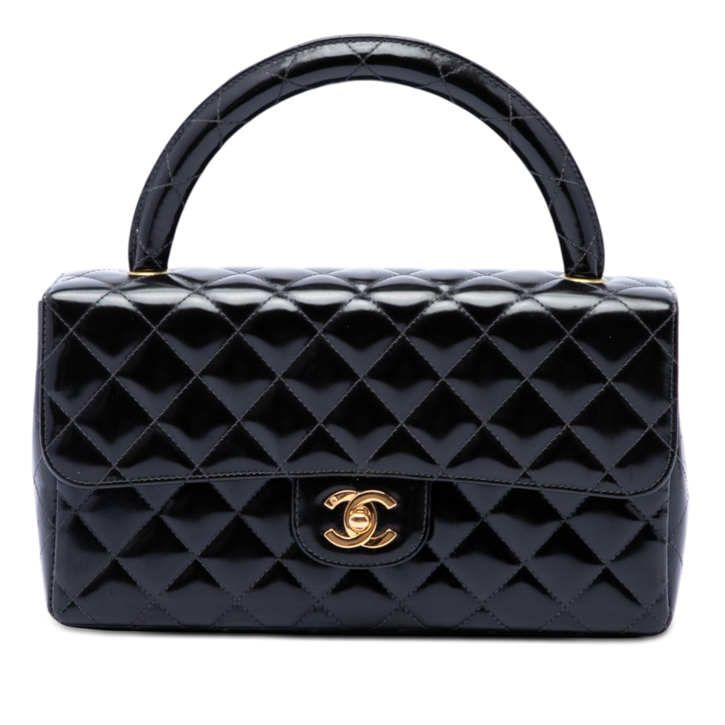 Chanel Medium CC Quilted Patent Rectangular Kelly Top Handle Bag
