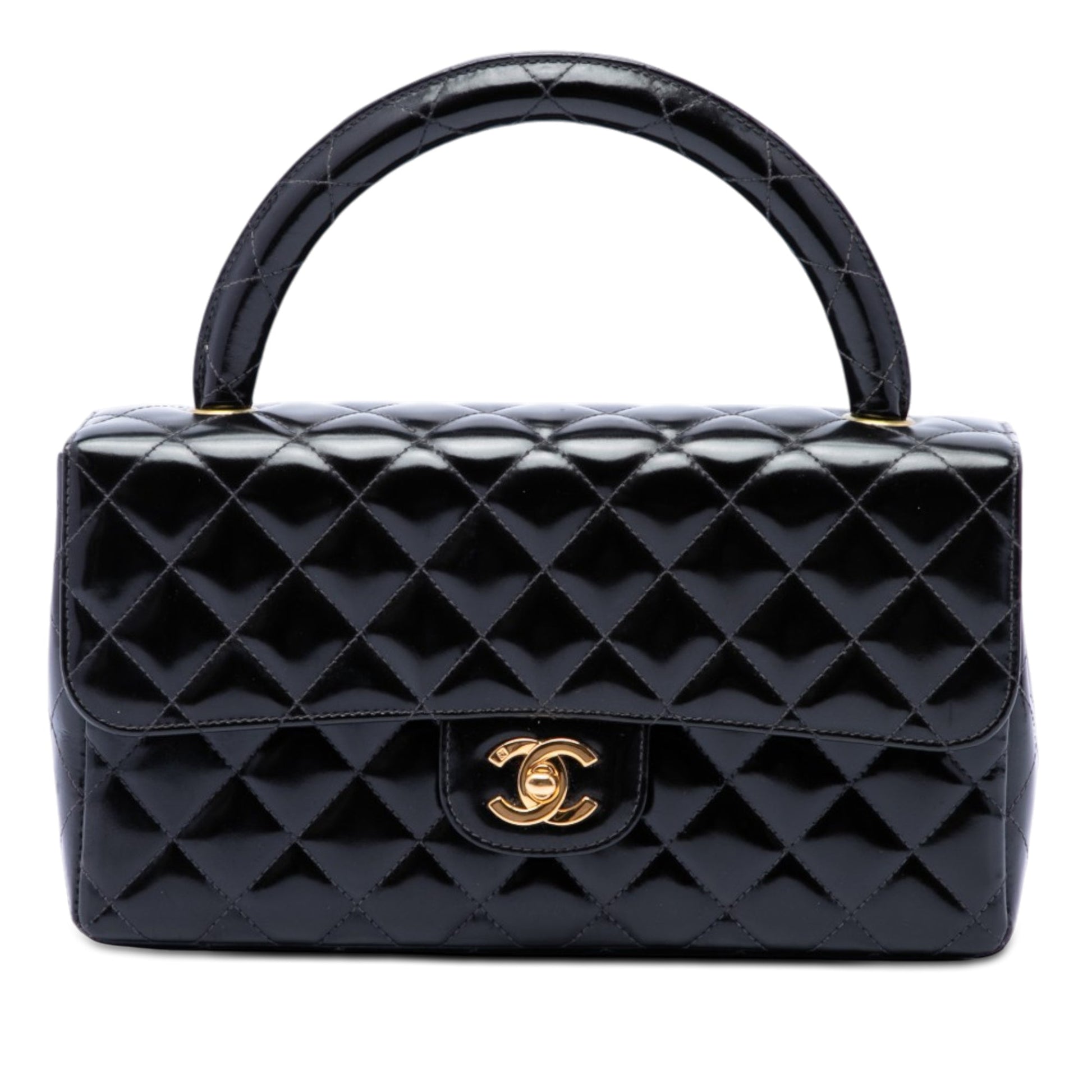 Chanel Medium CC Quilted Patent Rectangular Kelly Top Handle Bag