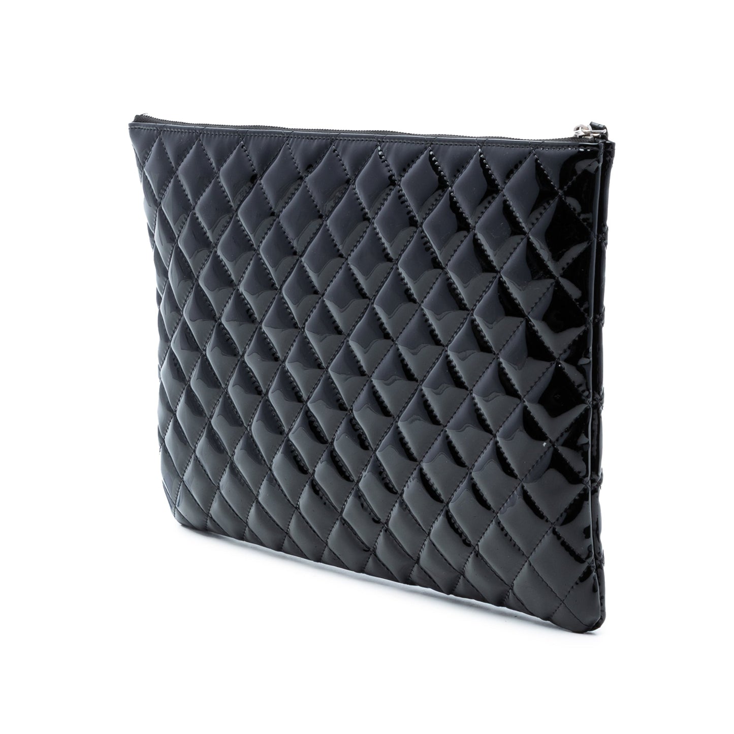 Chanel Large Quilted Patent O Case Clutch