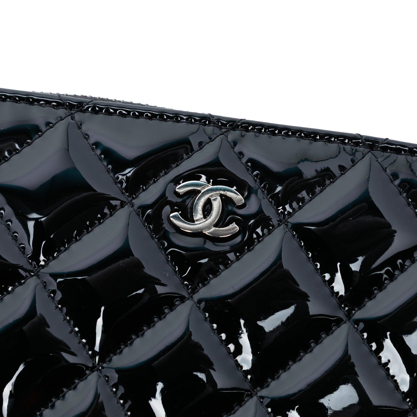 Chanel Large Quilted Patent O Case Clutch