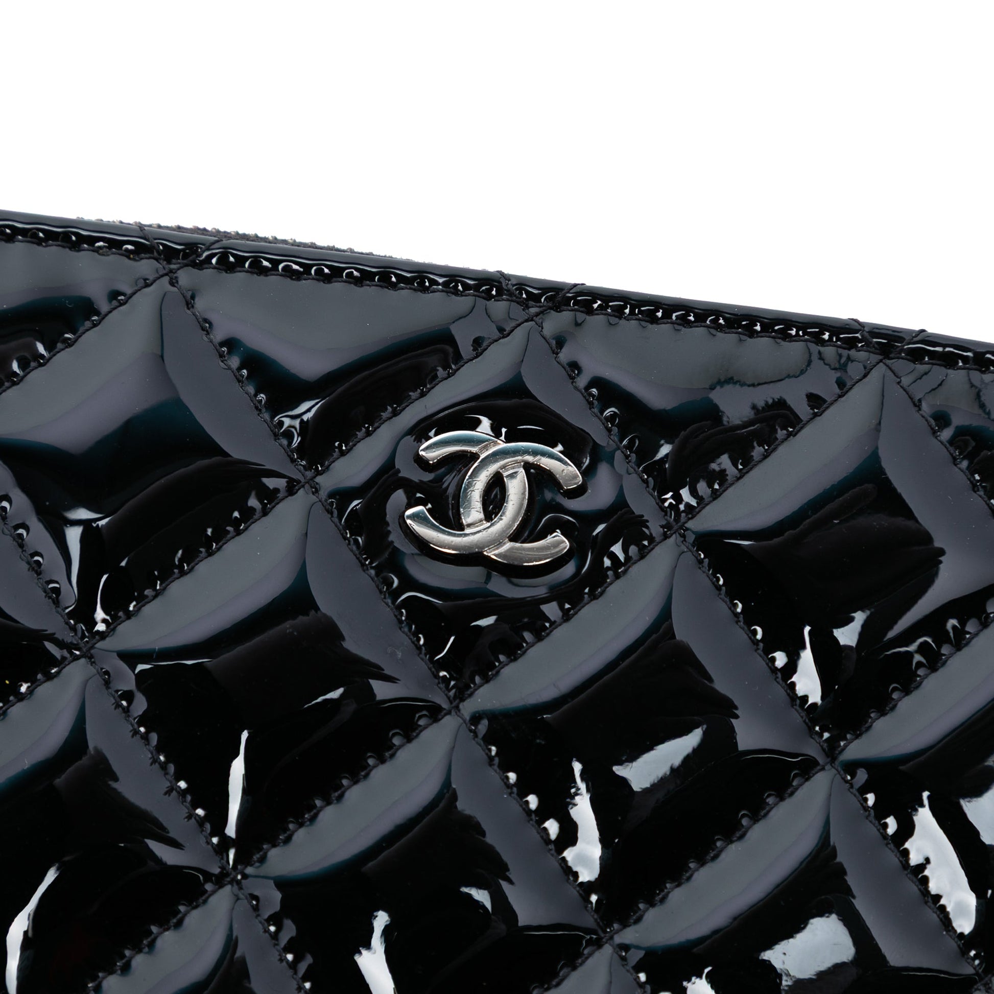 Chanel Large Quilted Patent O Case Clutch