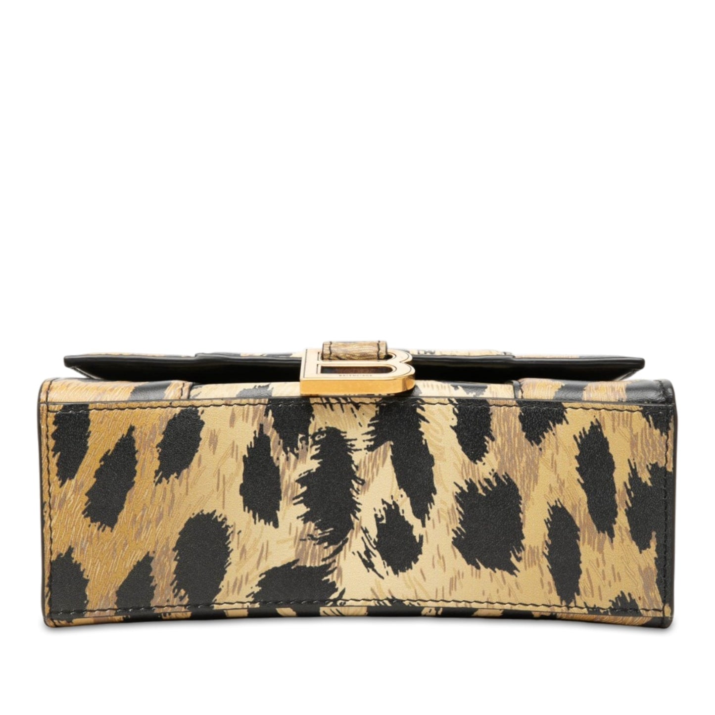 Balenciaga Calfskin Leopard Print Hourglass Top Handle Bag XS