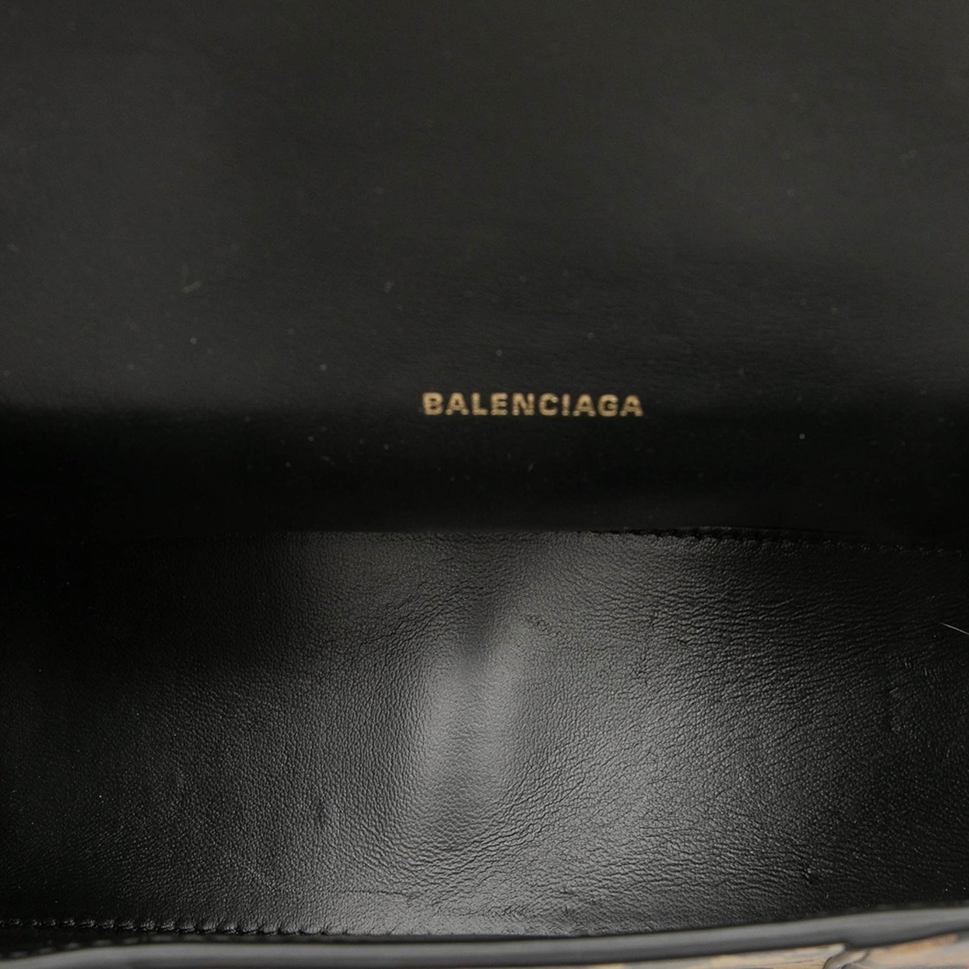 Balenciaga Calfskin Leopard Print Hourglass Top Handle Bag XS