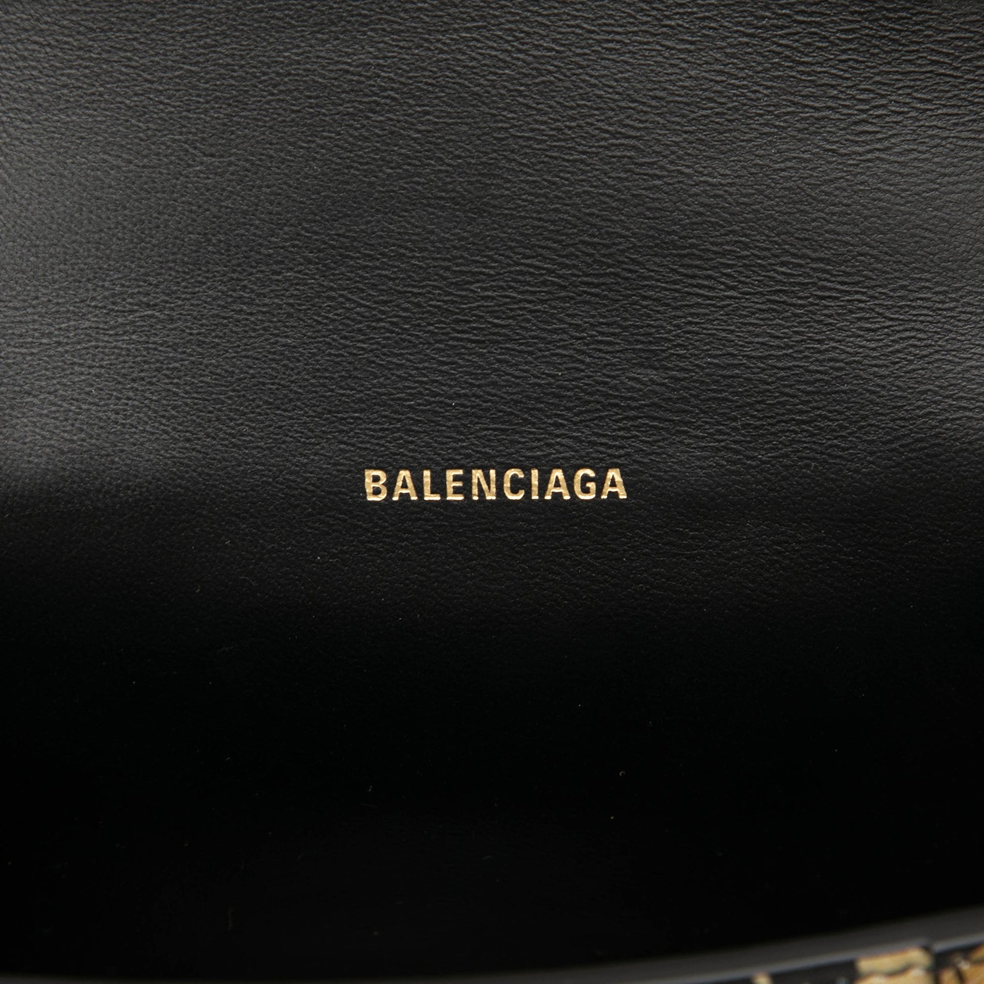 Balenciaga Calfskin Leopard Print Hourglass Top Handle Bag XS