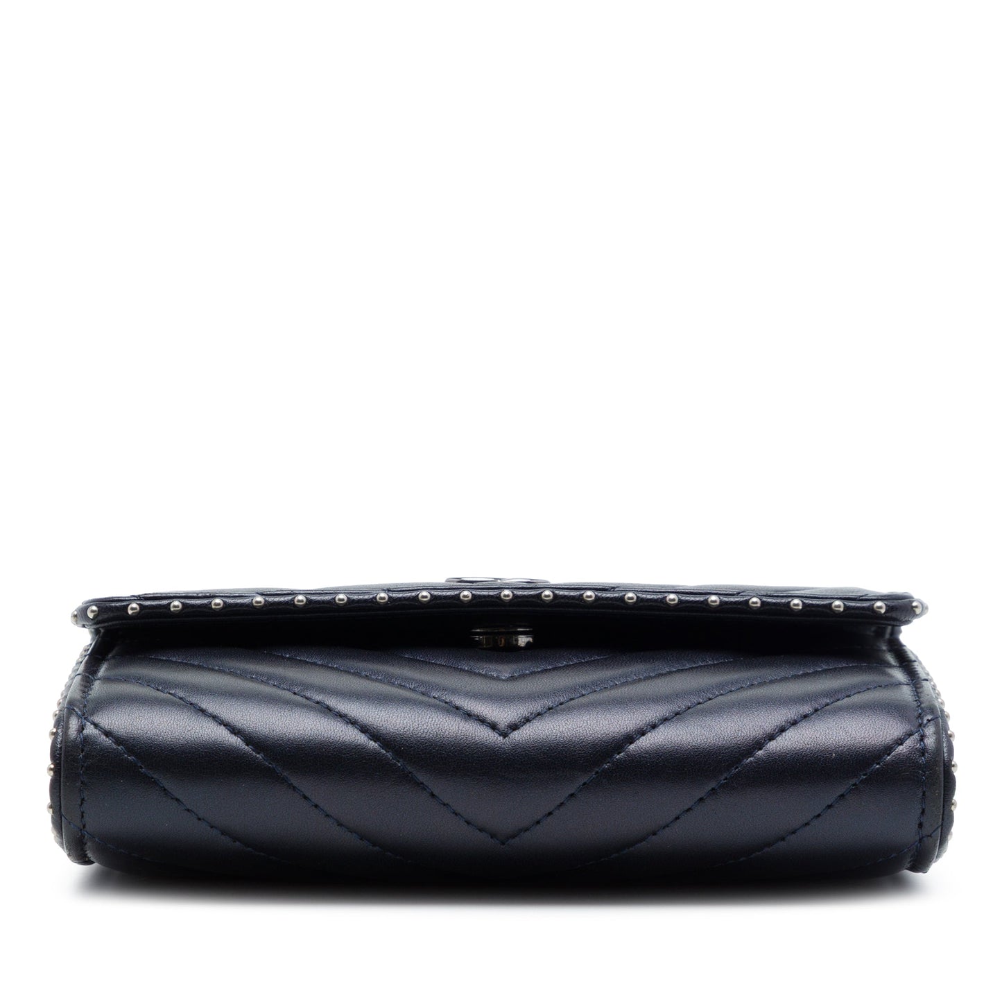 Chanel CC Chevron Lambskin Studded Wallet On Chain