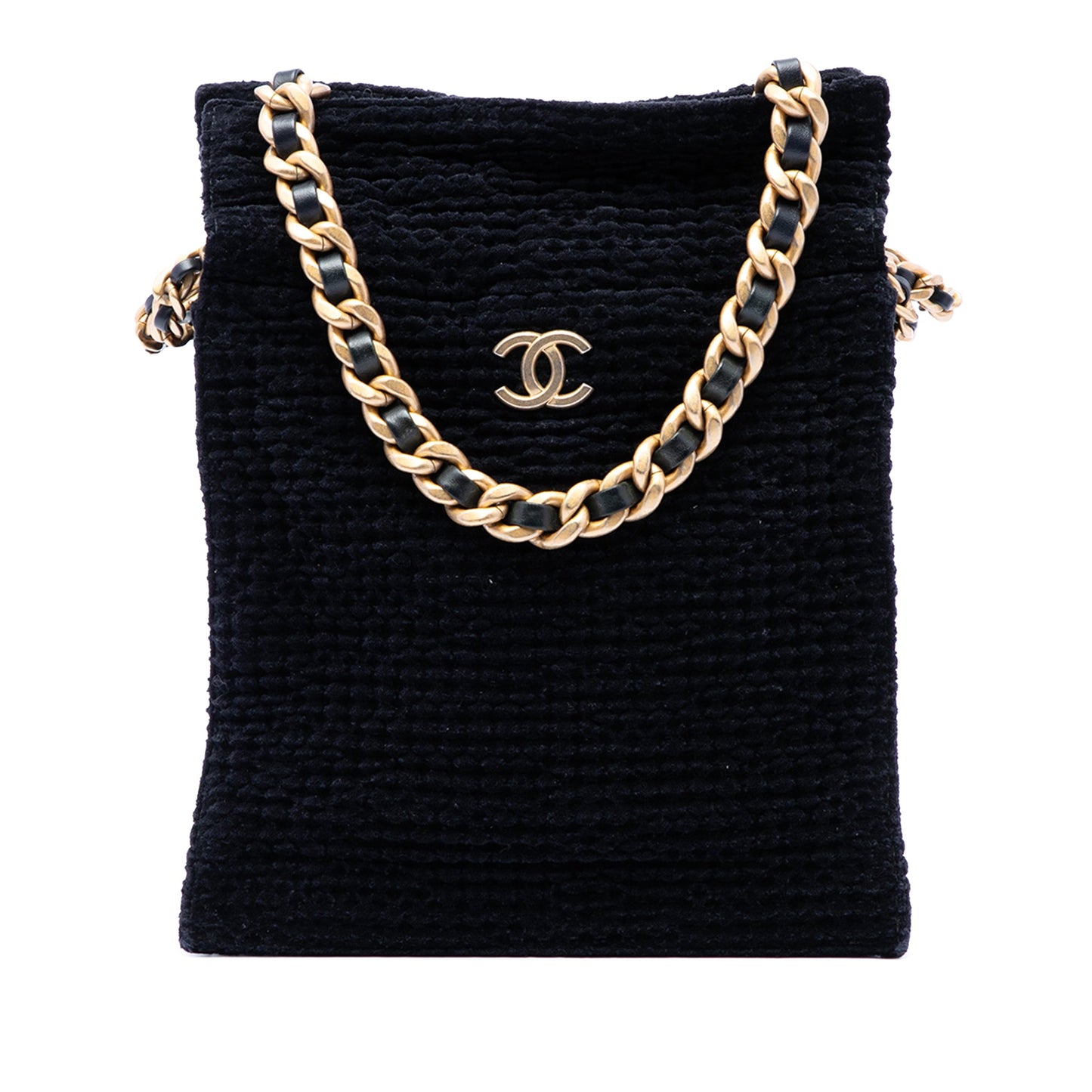 Chanel CC Cotton Tweed Drawstring Shopping Tote