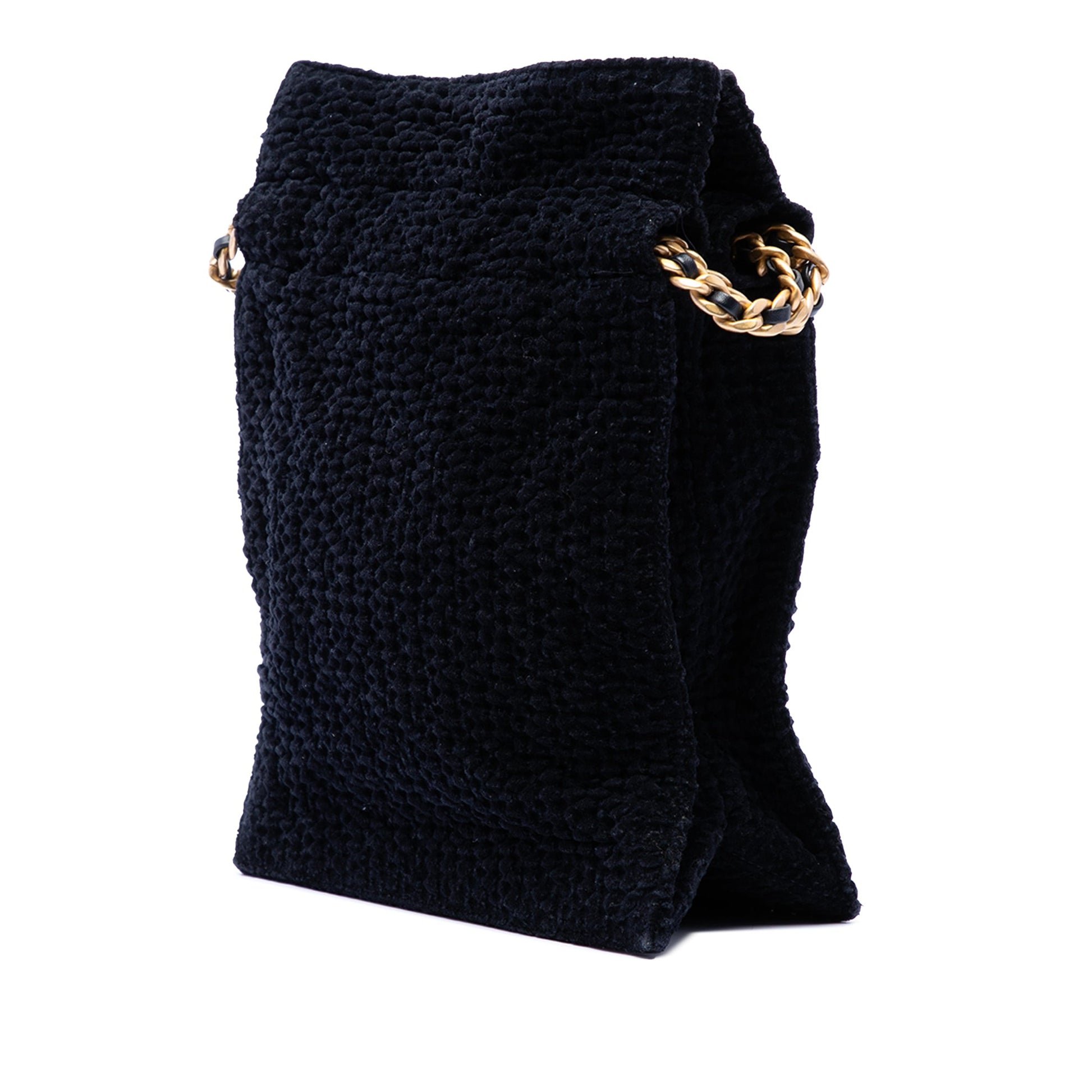 Chanel CC Cotton Tweed Drawstring Shopping Tote