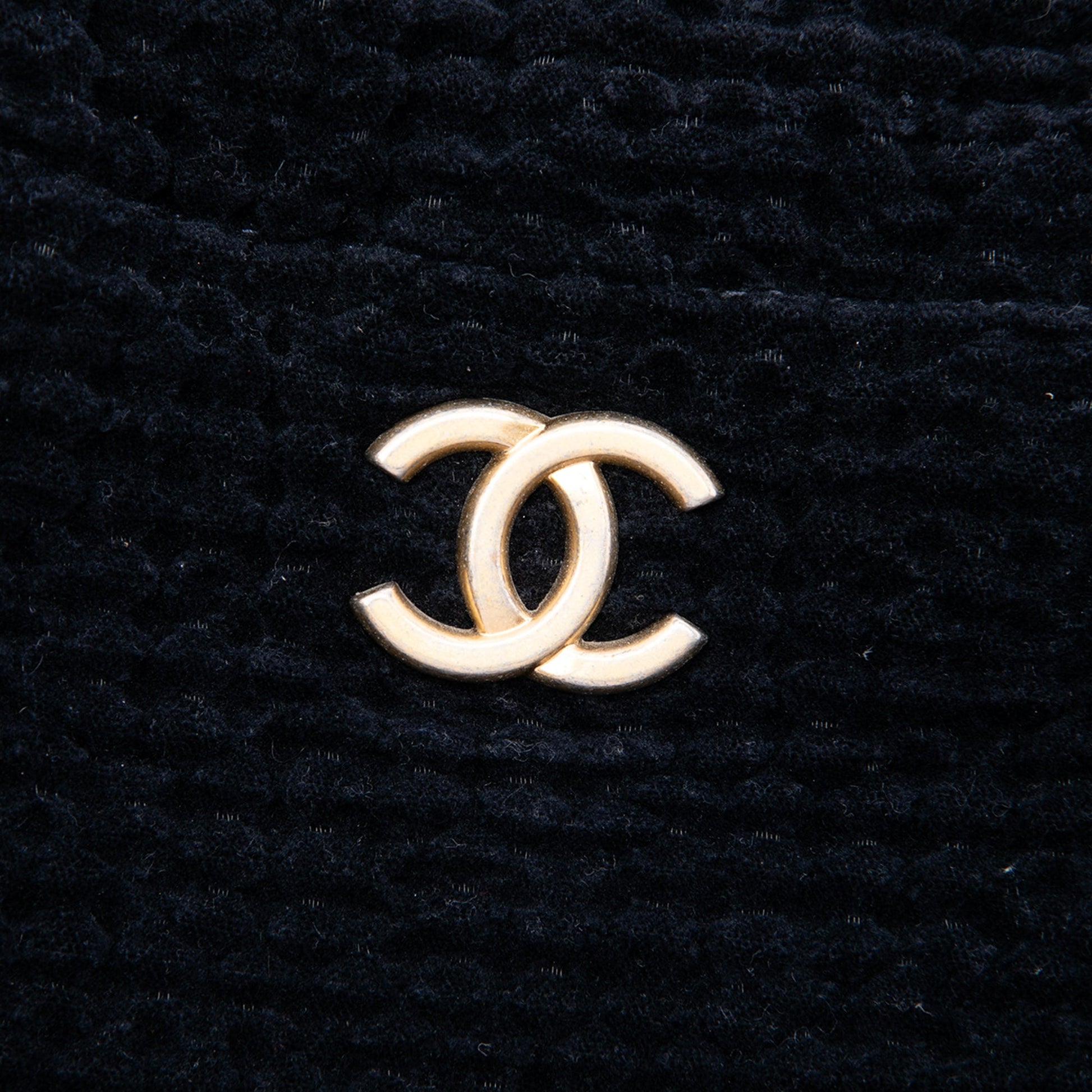 Chanel CC Cotton Tweed Drawstring Shopping Tote