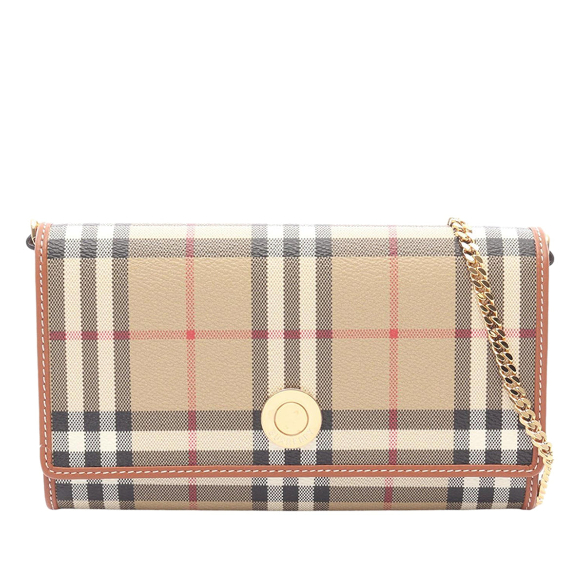Burberry House Check Coated Canvas Wallet On Chain