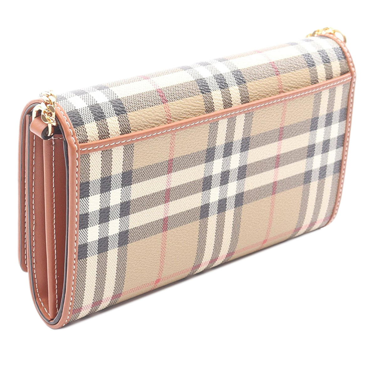 Burberry House Check Coated Canvas Wallet On Chain
