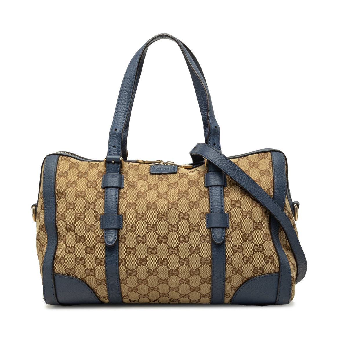 Gucci Medium GG Canvas Belted Boston Bag — Beige