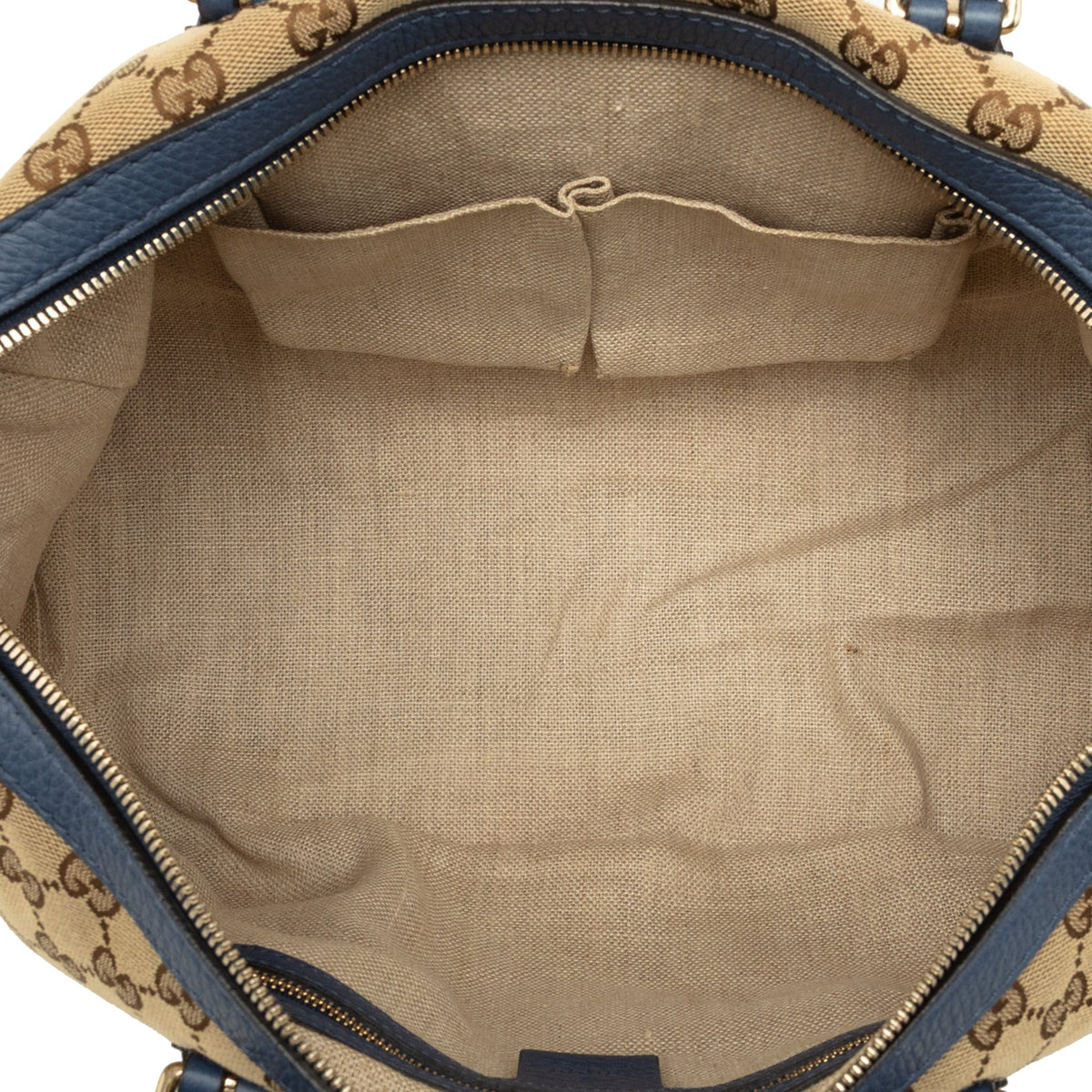 Gucci Medium GG Canvas Belted Boston Bag — Beige