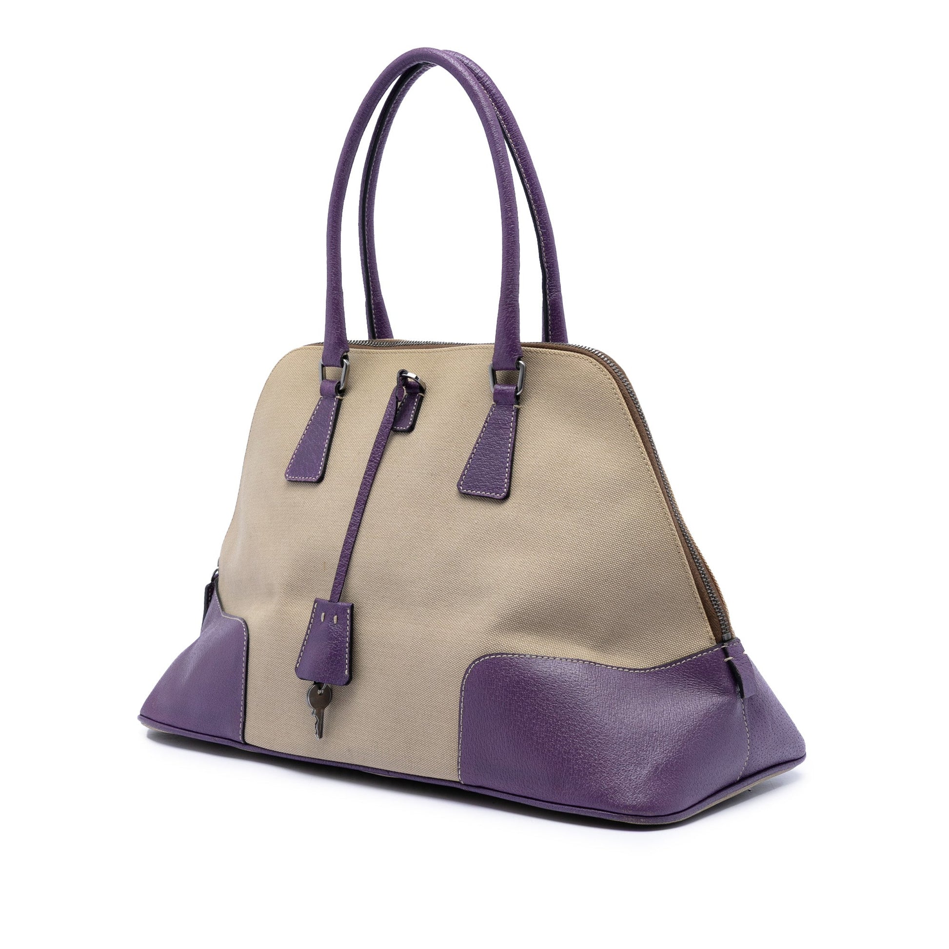 Prada Cinghiale Trimmed Canapa Dome Handbag