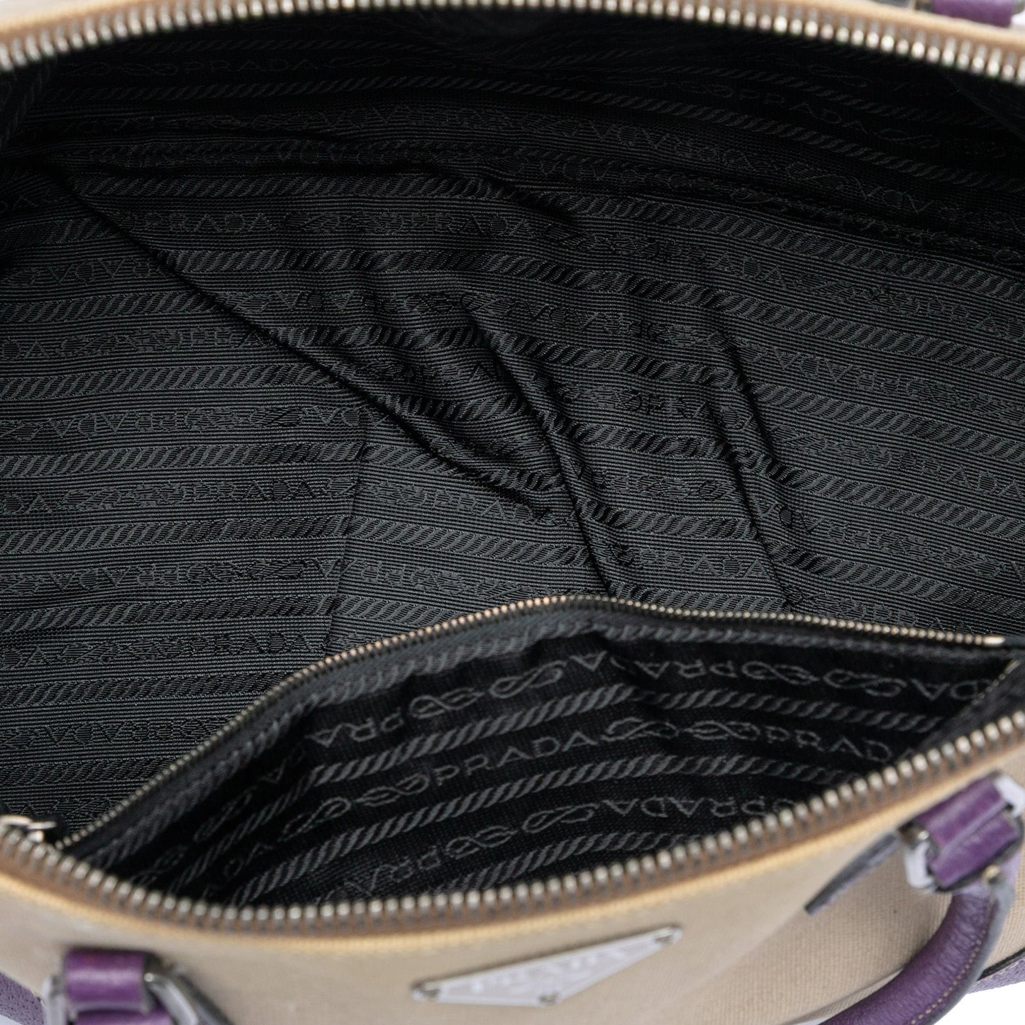 Prada Cinghiale Trimmed Canapa Dome Handbag