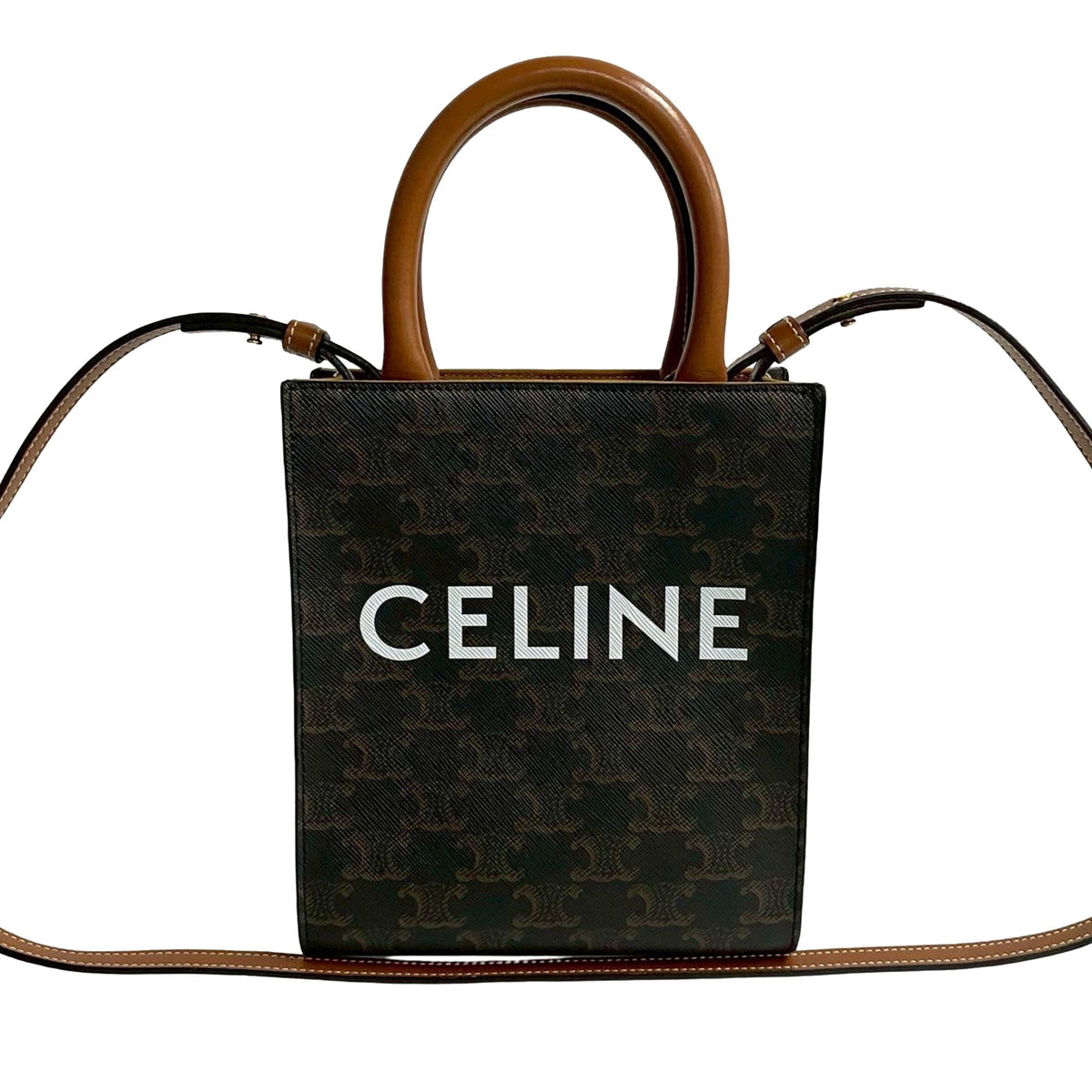 Celine Mini Triomphe Coated Canvas Vertical Cabas Satchel