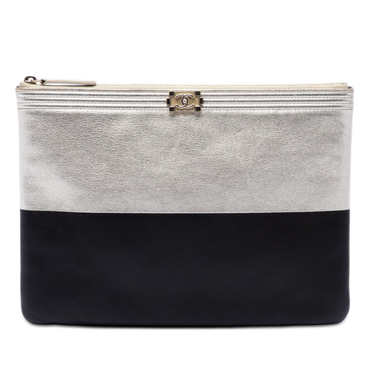 Chanel Medium Bicolor Goatskin Boy O Case Clutch